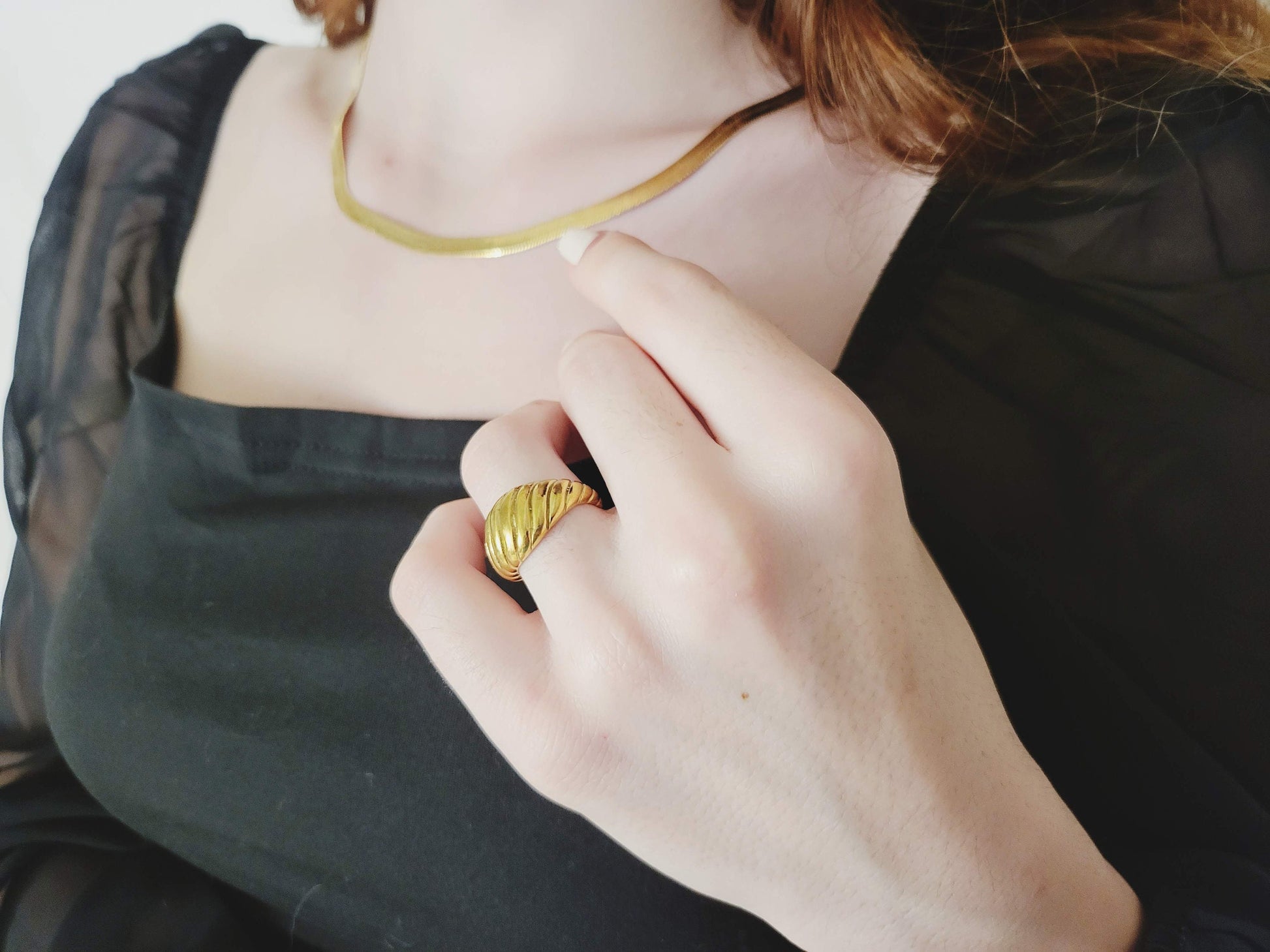 Gold Filled WATERPROOF Herringbone Chain Necklace ,Snake Bracelet,Gift For Her.