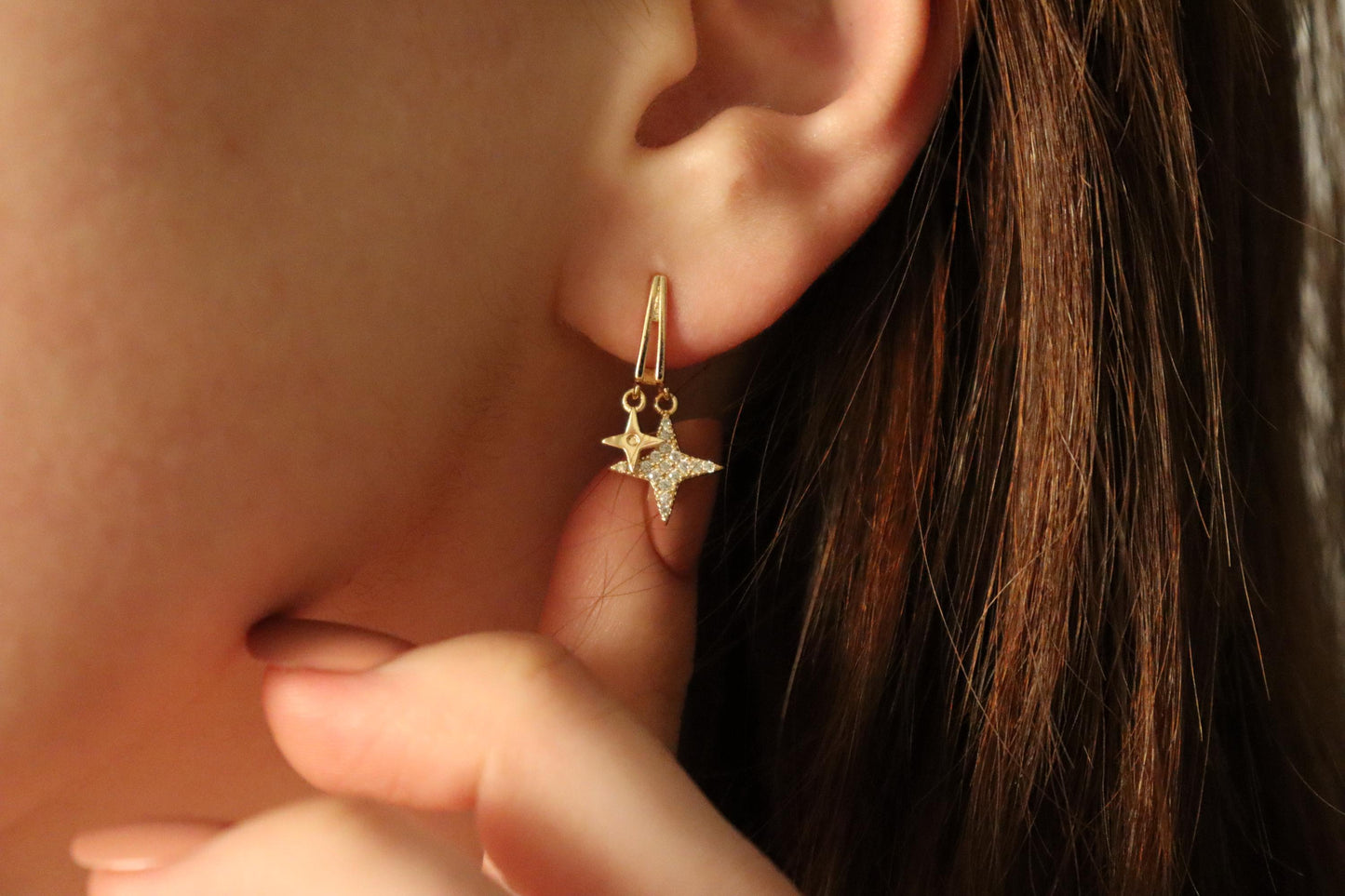 Gold Filled Small Star Earrings, WATERPROOF , Gift For Her.