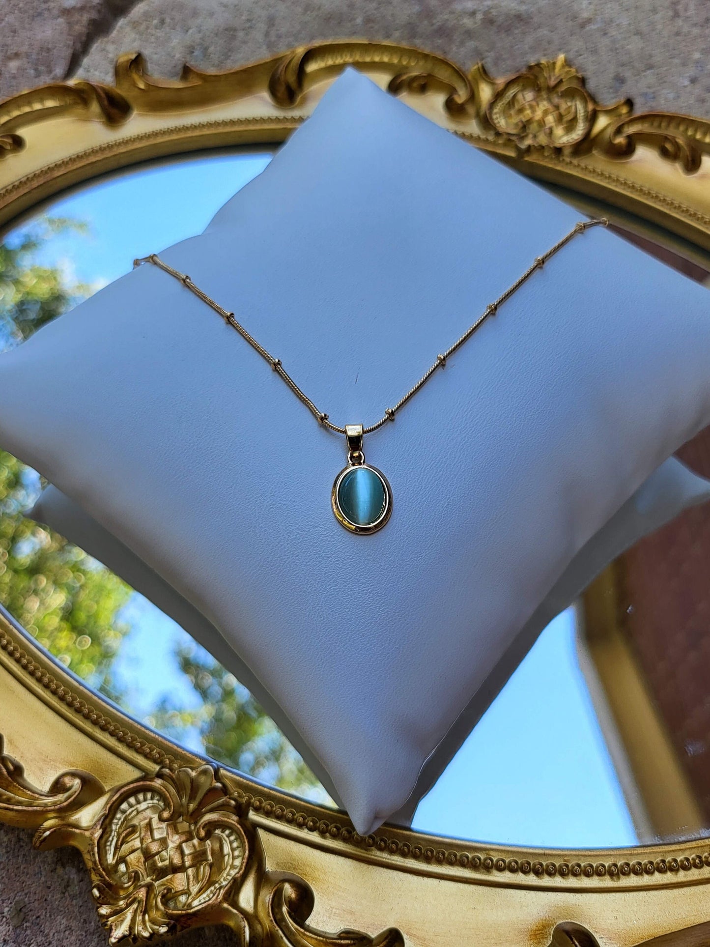 Gold Filled Opal Sky Blue Necklace, Gemstone Necklace, Gift For Her.