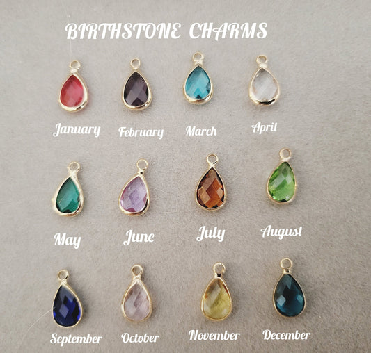 ADD Your Birth Stone , Crystal Birth Month Charm , Minimal Dainty Jewelry.