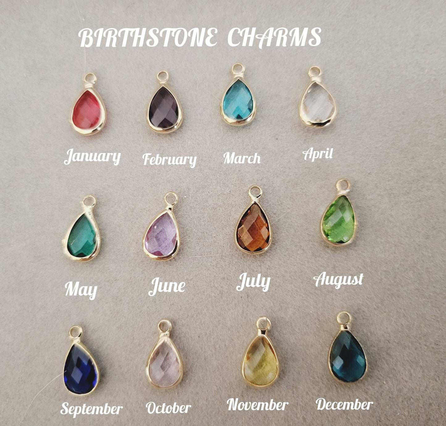 Gold Filled Drop Birth Stone Earrings , Crystal Birth Month Charm Necklace , Minimal Dainty Jewelry, Gift For Her.