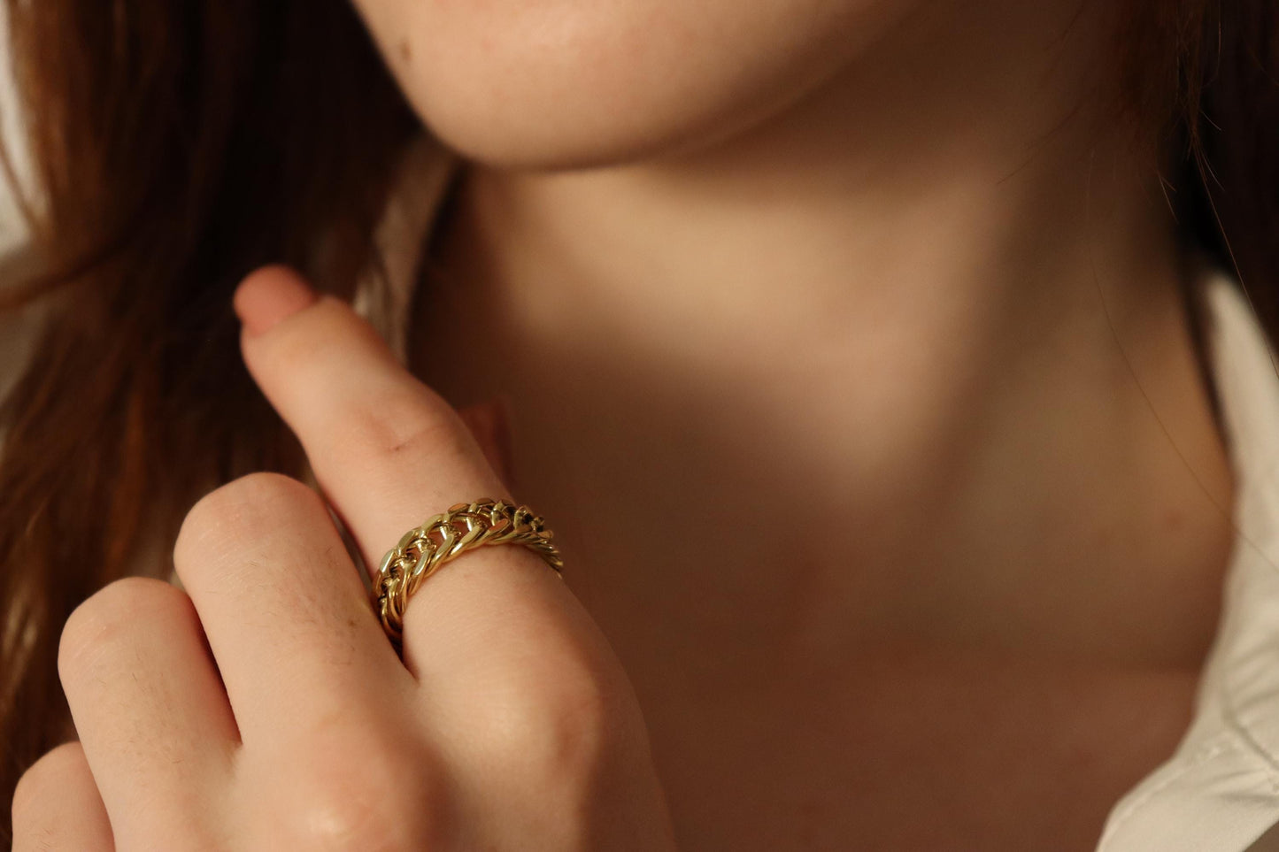 Gold Filled Chain Ring , Waterproof , High Quality, Birthday Gift.