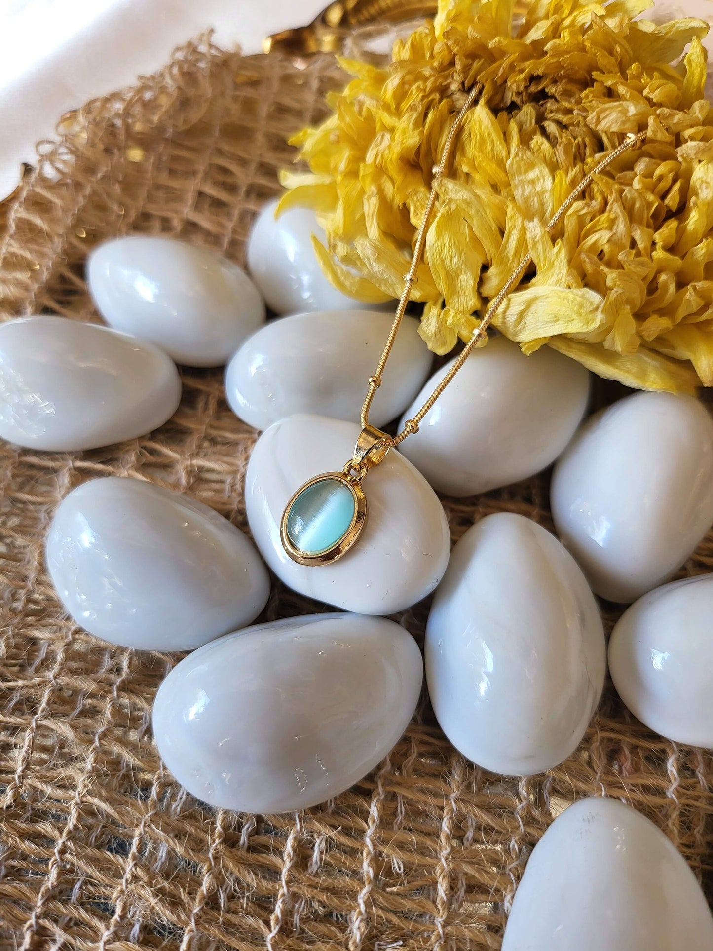 Gold Filled Opal Sky Blue Necklace, Gemstone Necklace, Gift For Her.