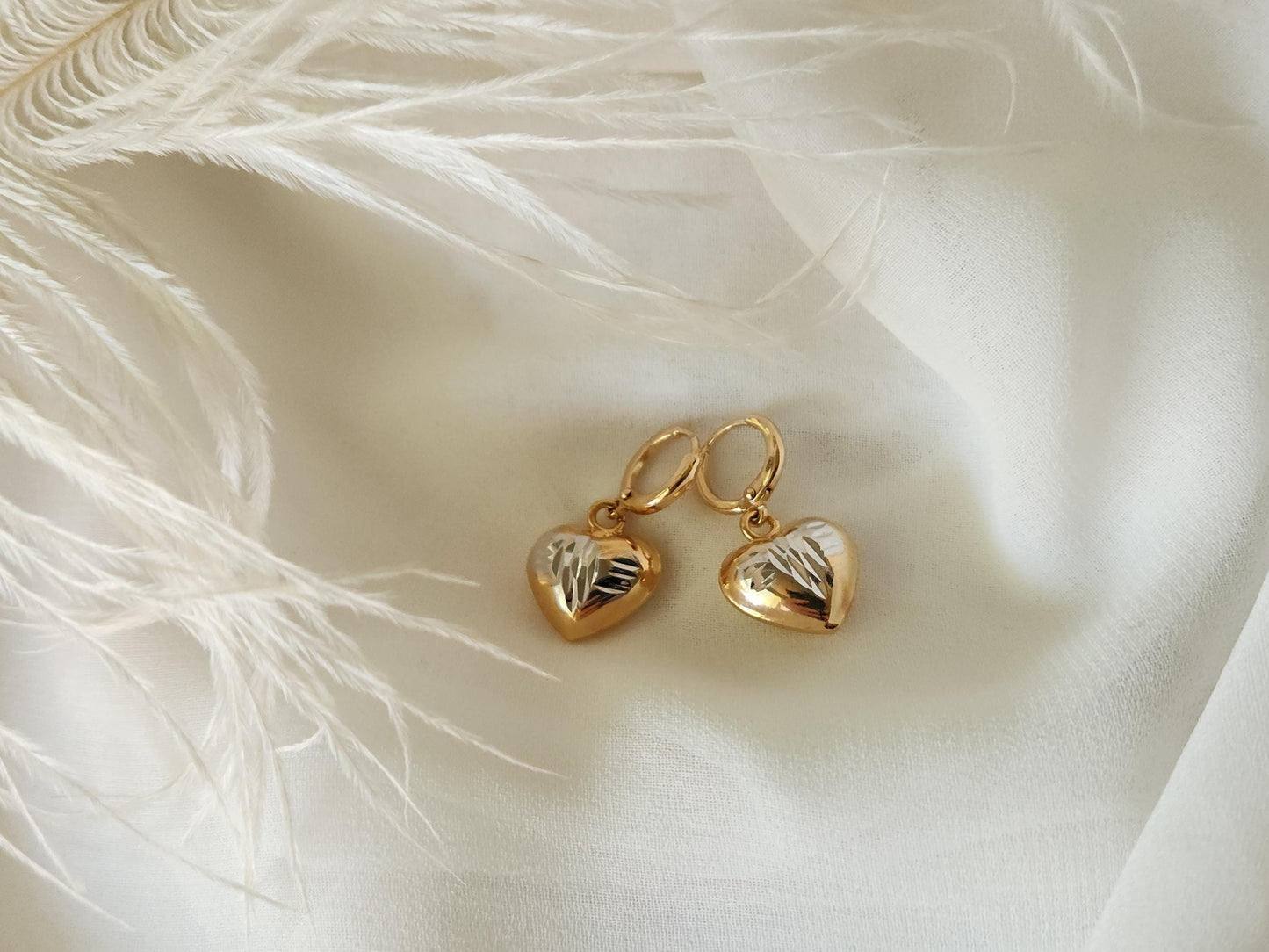 Gold Filled Heart Earrings , WATERPROOF , Gift For Her, Christmas Gift.