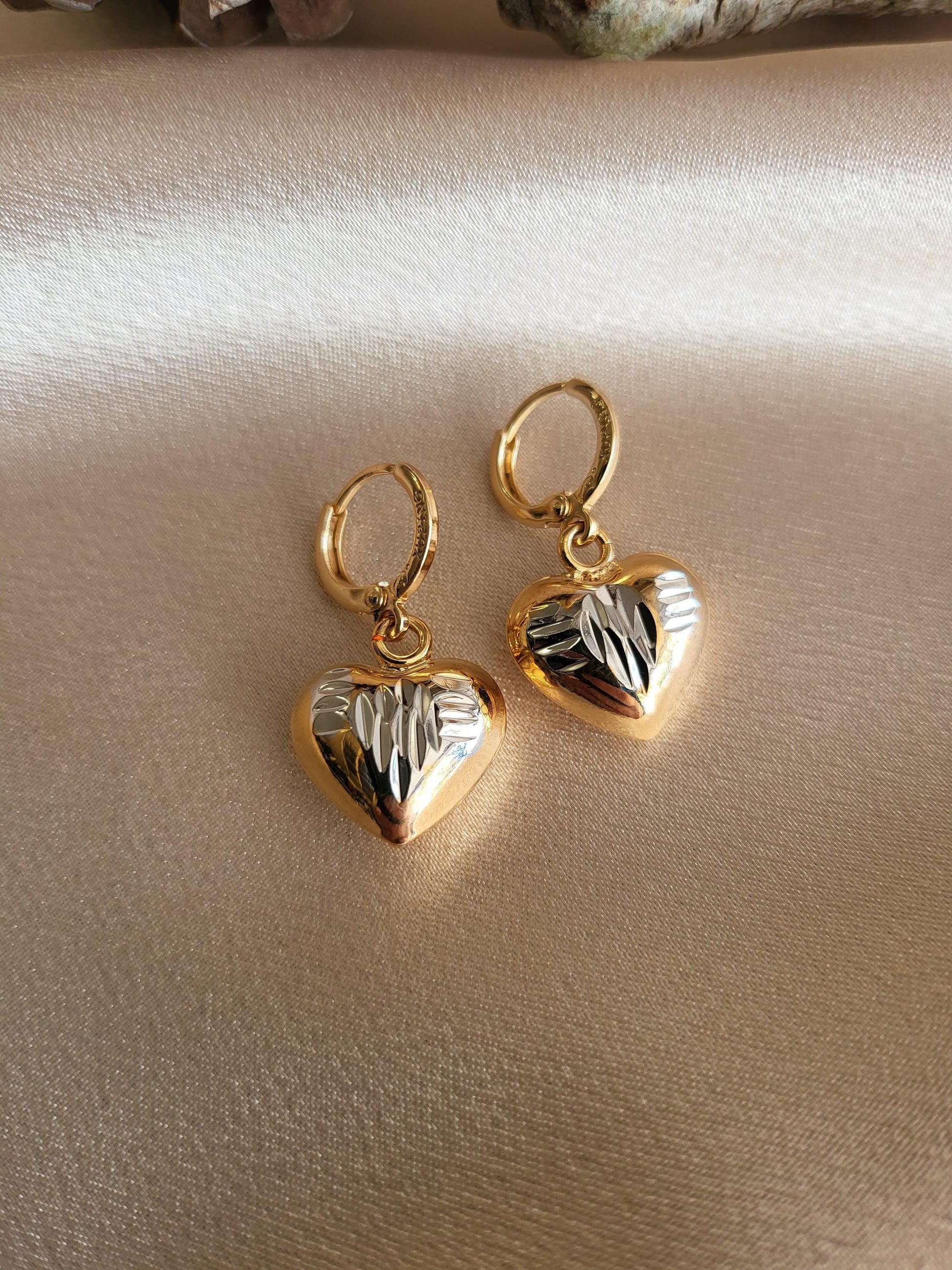 Gold Filled Heart Earrings , WATERPROOF , Gift For Her, Christmas Gift.