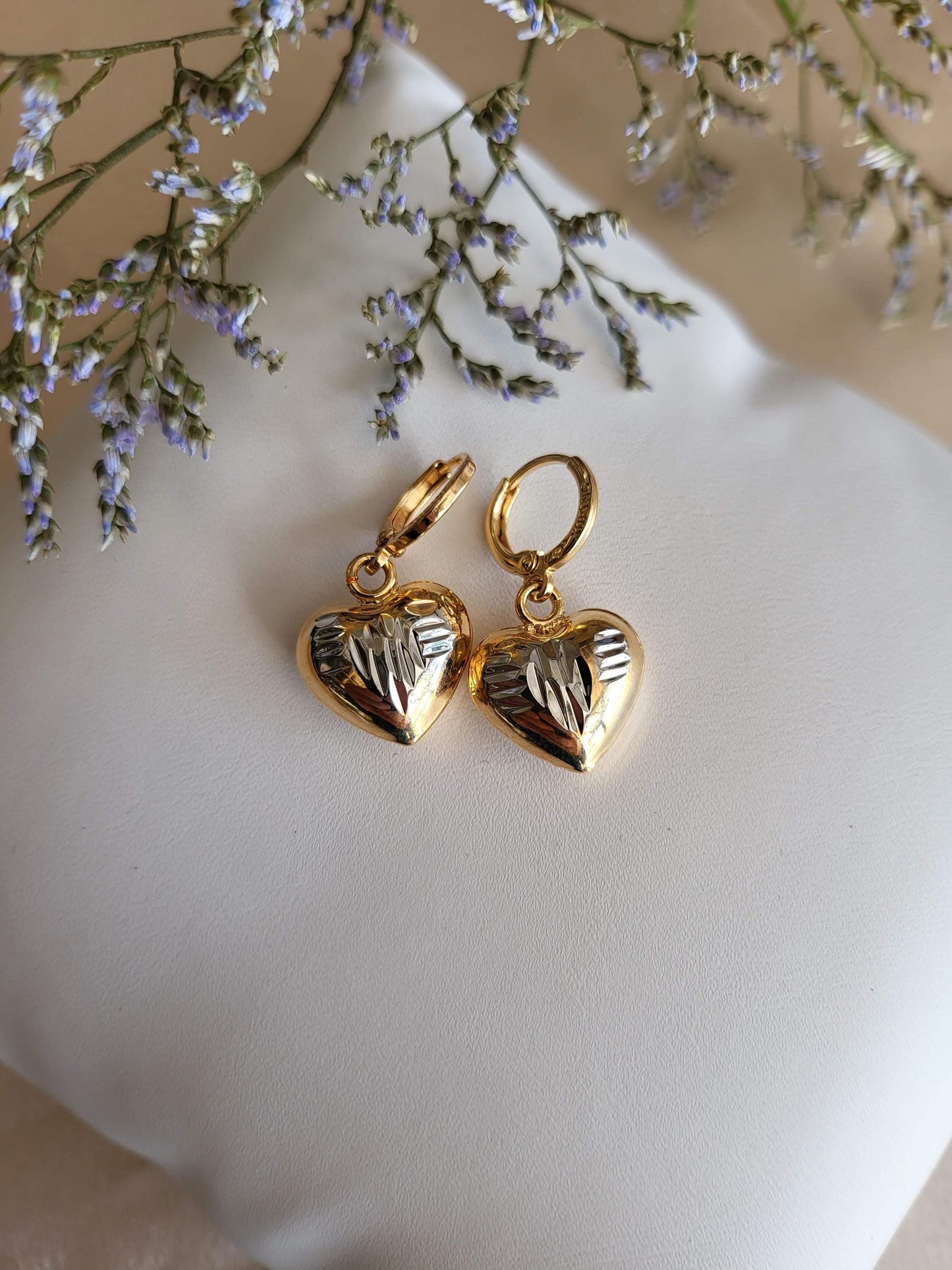 Gold Filled Heart Earrings , WATERPROOF , Gift For Her, Christmas Gift.