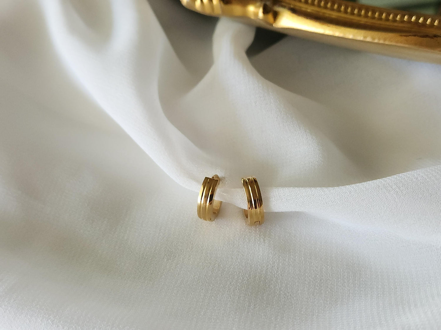 Gold Filled Hoop Double Earrings ,Minimalist Jewelry, Birthday Gift.