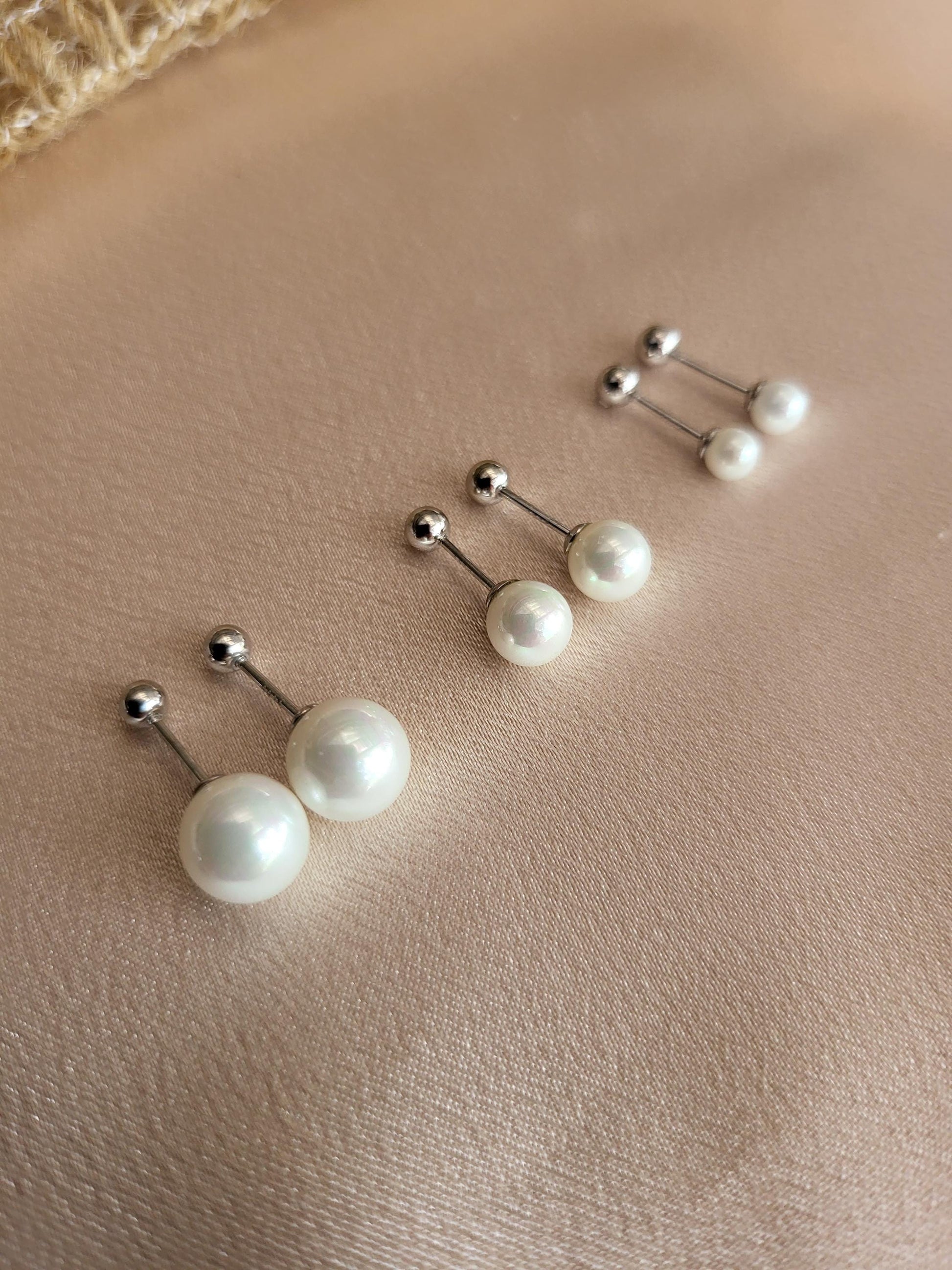 Gold Filled Pearl Stud Earrings , Waterproof , High Quality, Bridesmaid Earrings.