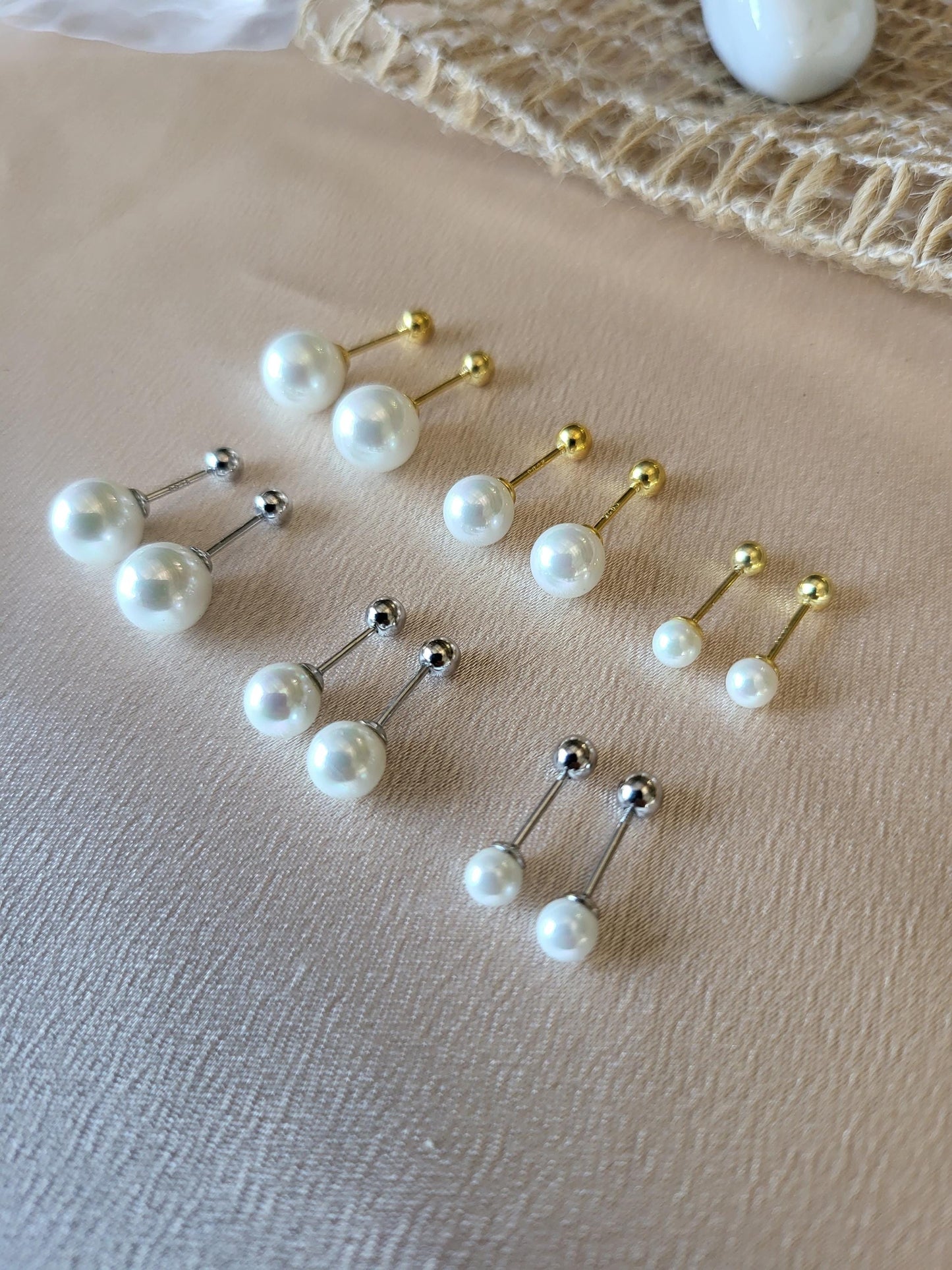 Gold Filled Pearl Stud Earrings , Waterproof , High Quality, Bridesmaid Earrings.