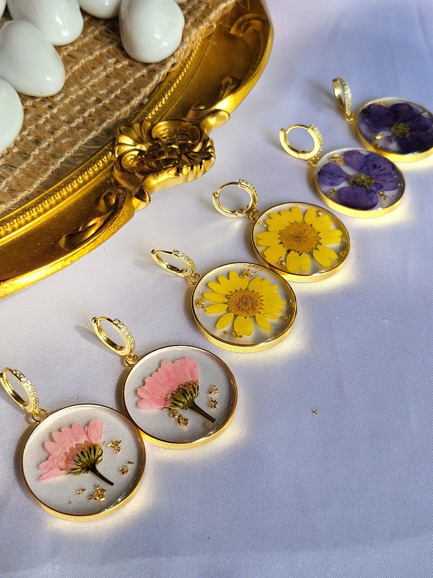 Real Dried Birth Month Flower Earrings, Birthday Gift.