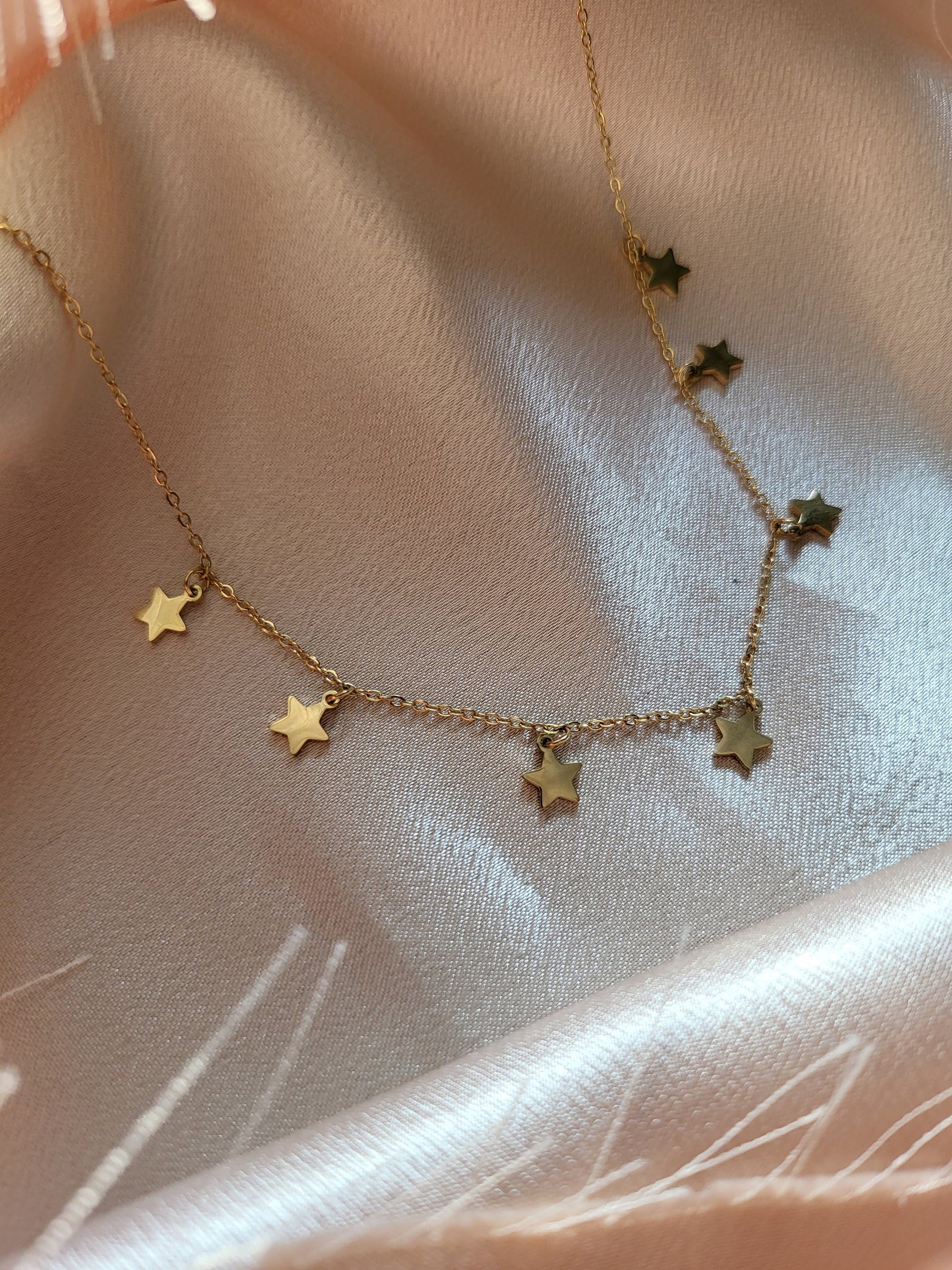 Gold Filled Star Bead Necklace, WATERPROOF, Star Bracelet, WATERPROOF, Gift For Her.