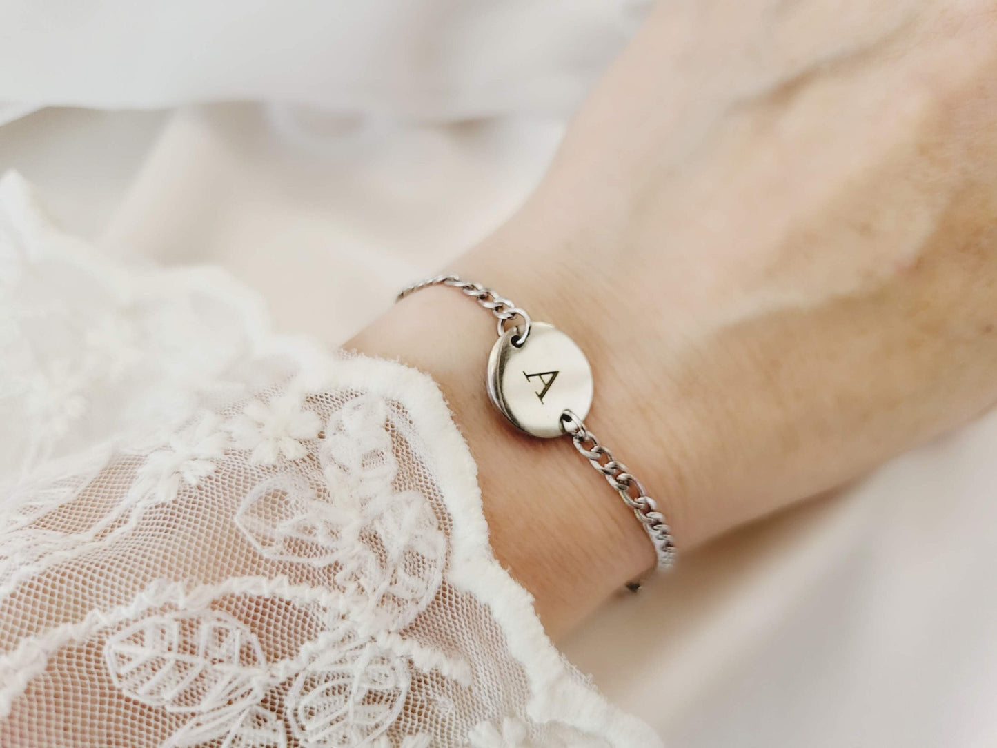Custom Gold Filled -Silver Logo ,Name,Birthmonth Flower Engraved Bracelet with Birthstone , WATERPROOF, Birthday Gift.