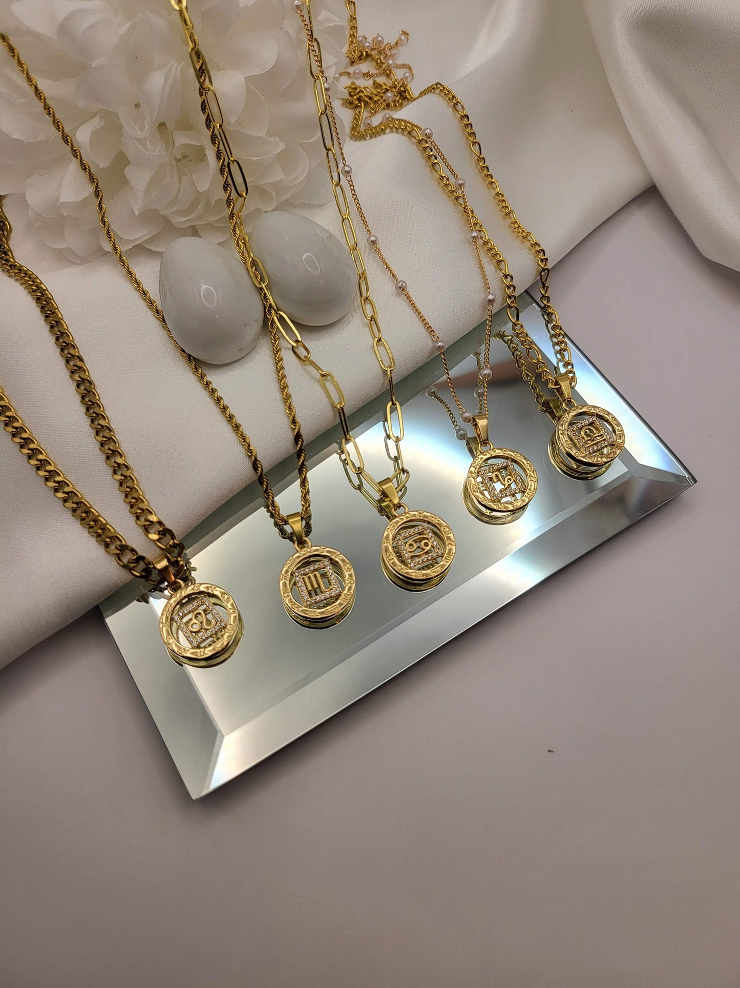 Gold Filled Zodiac Coin Necklace, Add your Birthstone, Leo Necklace, Scorpio Necklace, Astrology Jewelry, Birthday Gift.