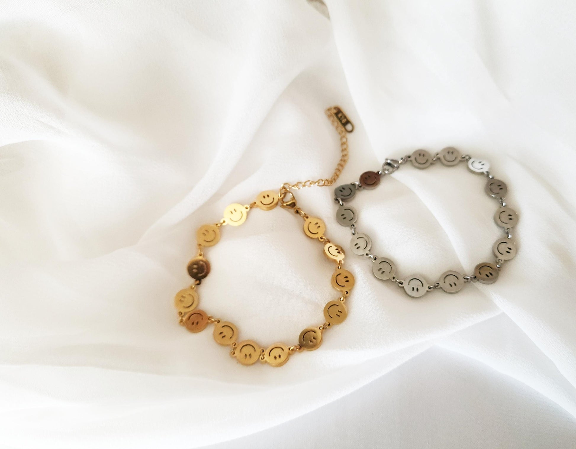 Gold Filled Smiley Face Bracelet, Non Tarnish Bracelet, WATERPROOF, Gift For Her.