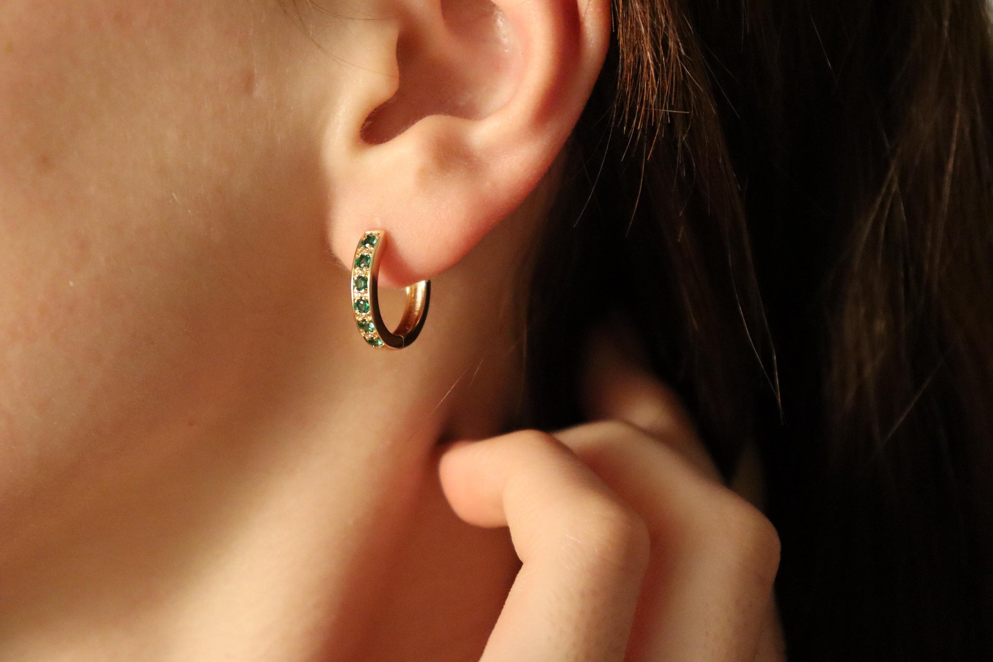 Gold Filled Green Jade Earrings, WATERPROOF Jade Hoops, Gifts for Her.