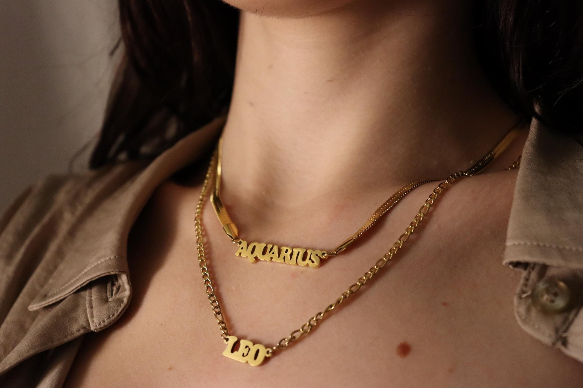 Gold - Silver Zodiac Necklace, Leo Necklace, Scorpio Necklace, Astrology Jewelry, Birthday Gift.