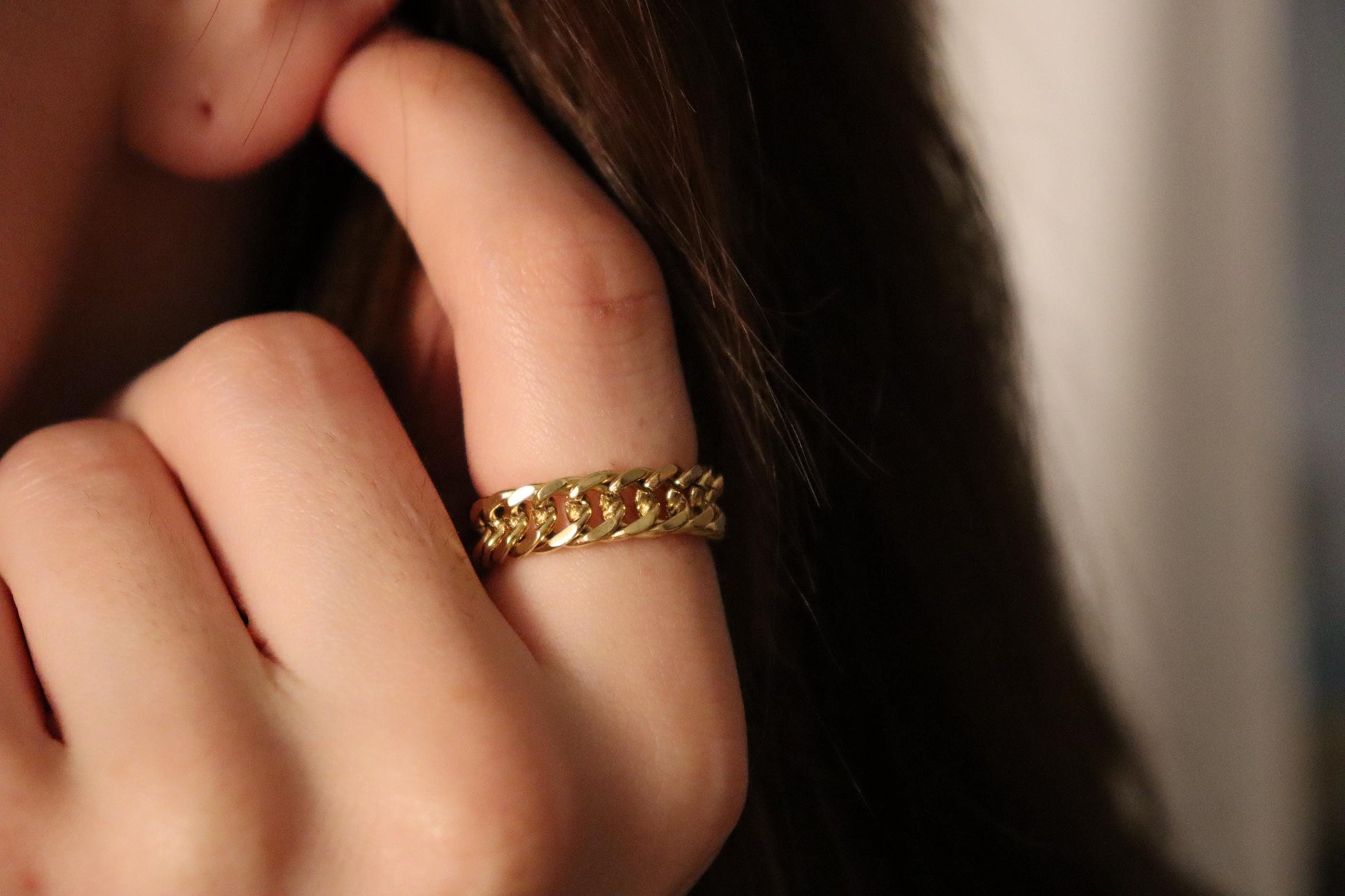 Gold Filled Chain Ring , Waterproof , High Quality, Birthday Gift.