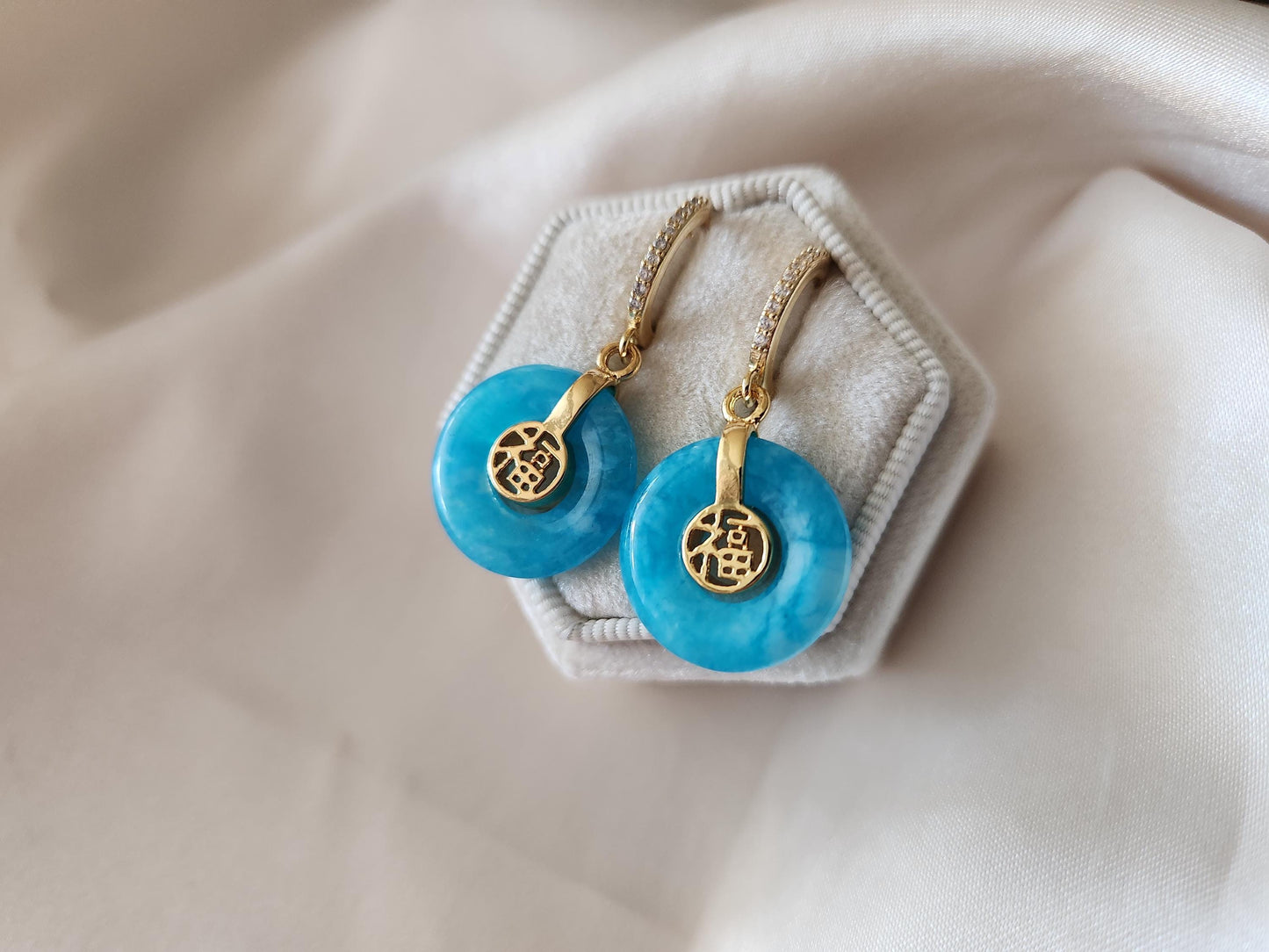 Gold Filled Jade Earrings, WATERPROOF , Gifts for Her.