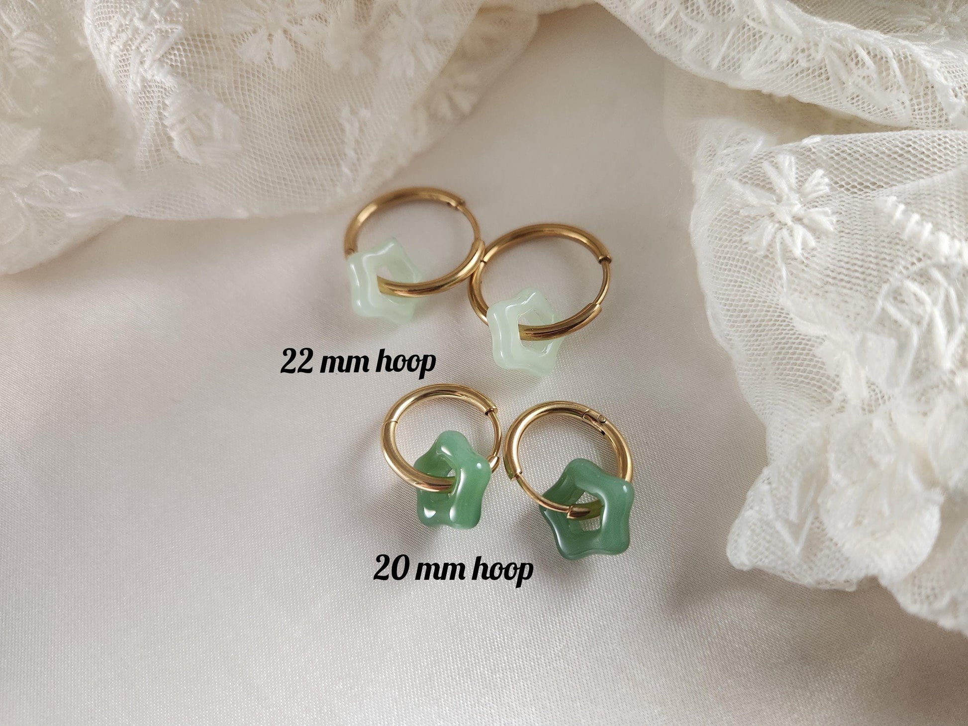 Gold Filled Flower Natural Jade Earrings ,Jade Necklace, WATERPROOF Set For Her.