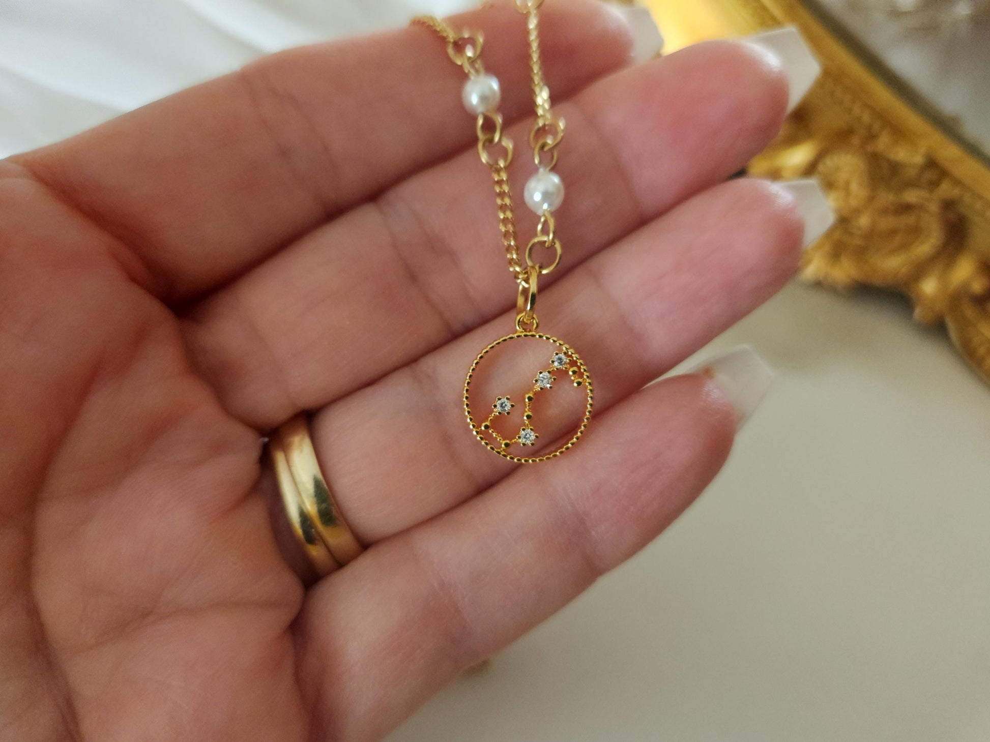 Gold Filled Zodiac Horoscope Necklace - Earrings, Add your Birthstone, Astrological Jewelry, Zodiac Gifts.