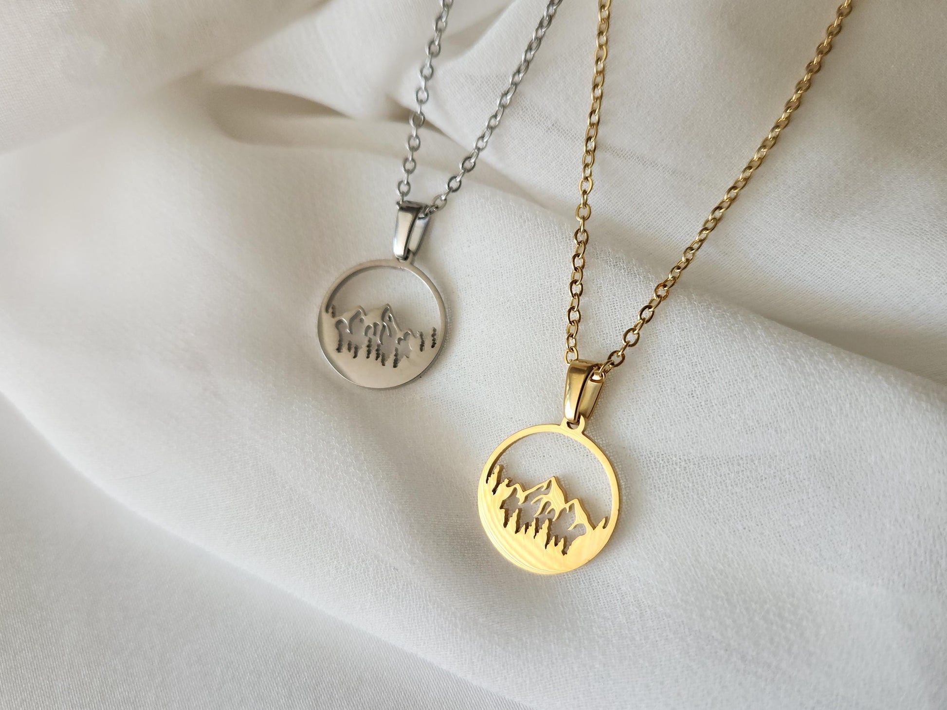 Gold Filled Mountain Earrings, Mountain Necklace, Birthday Gift.