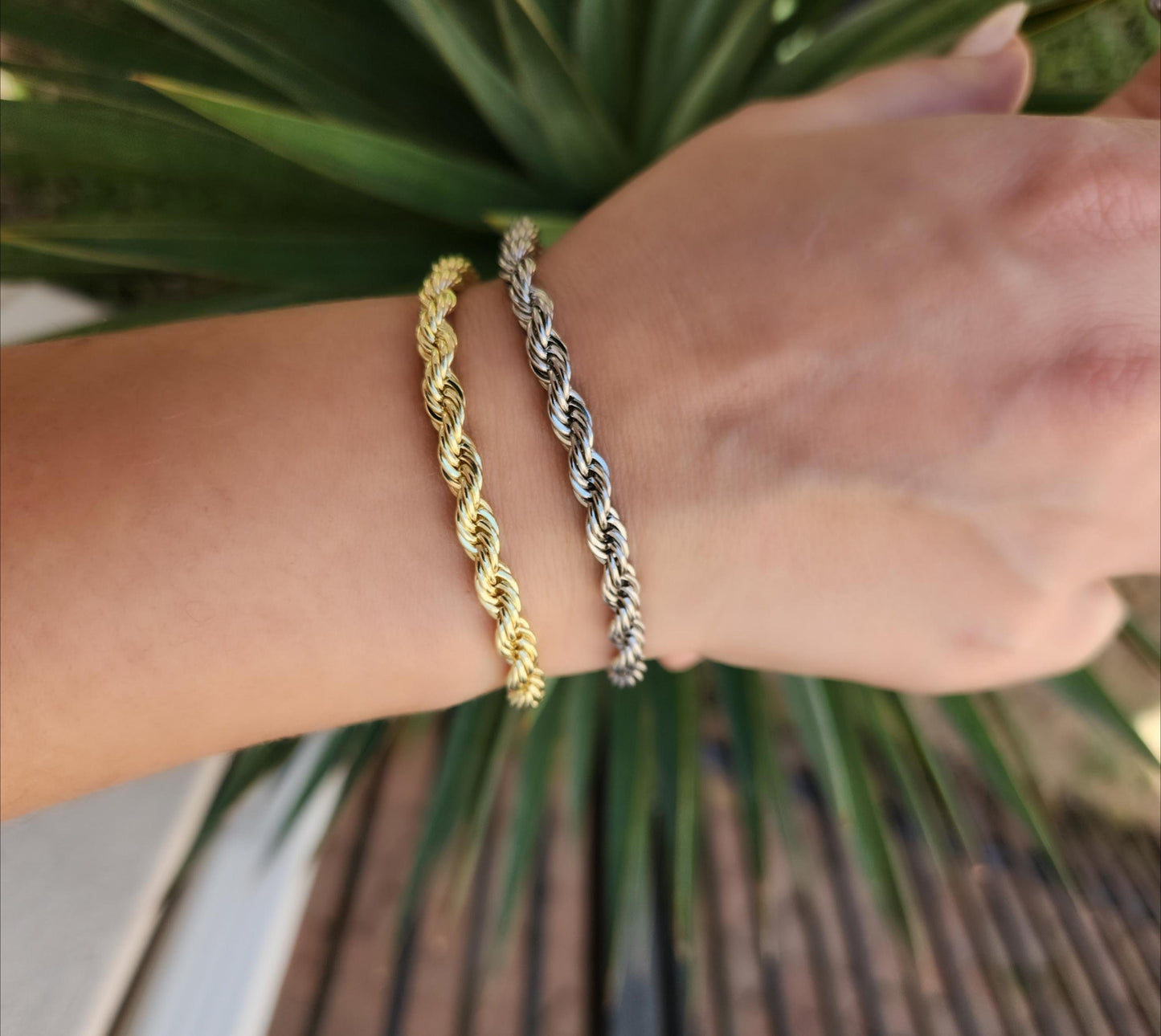 Gold Filled Non Tarnish Rope Chain Bracelet, WATERPROOF.