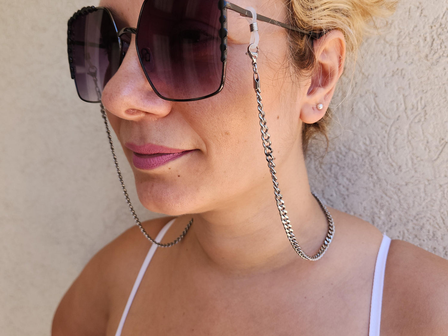 Gold -Silver Glass Holder Chain, Waterproof.