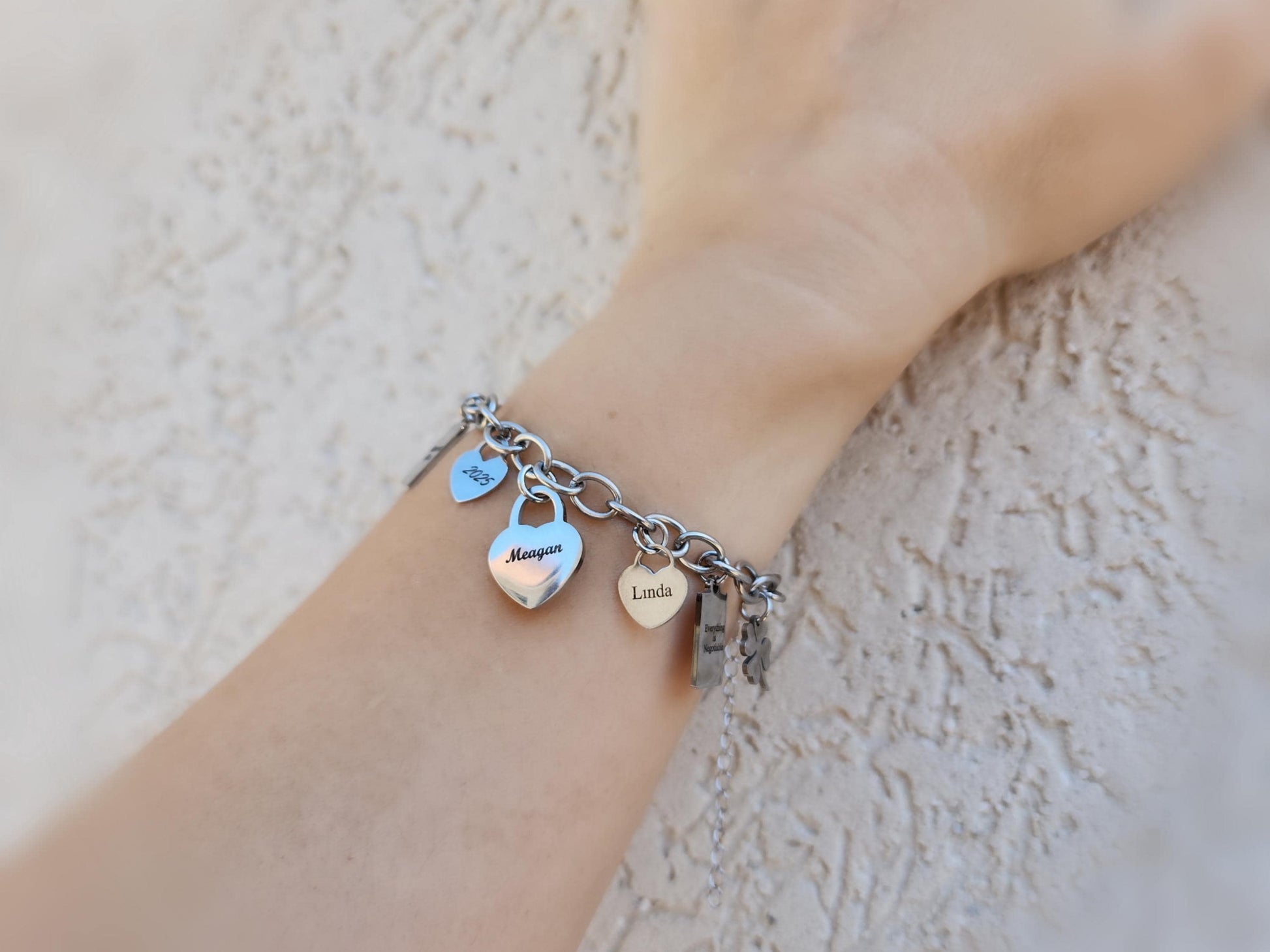 Custom Engraved Bracelet,Build Your Own Custom Charm Bracelet , Name Bracelet, Friendship Bracelet.
