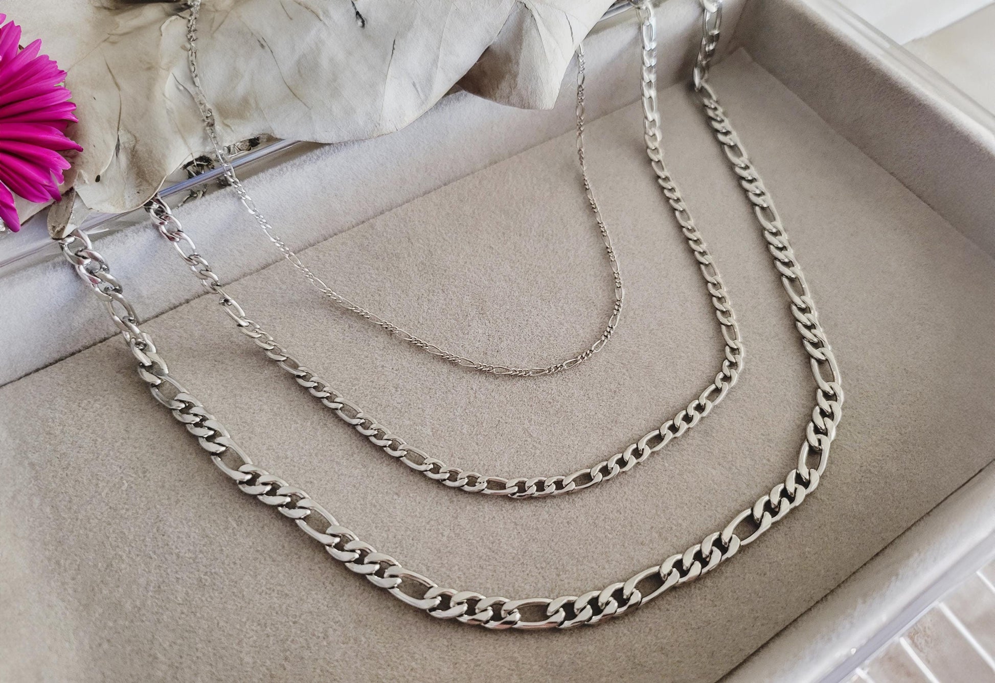Gold Filled WATERPROOF 2MM, 4MM,7MM Figaro Chain Necklace ,Custom Bracelet, Gift For Her.