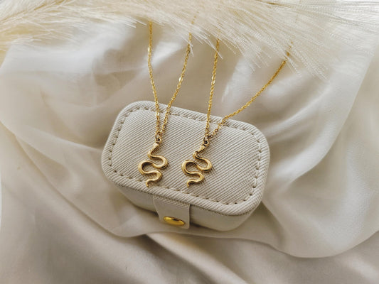 18K Gold FILLED Snake Necklace, Serpent Pendant, Tarnish resistant, Reptile, Christmas Gift.