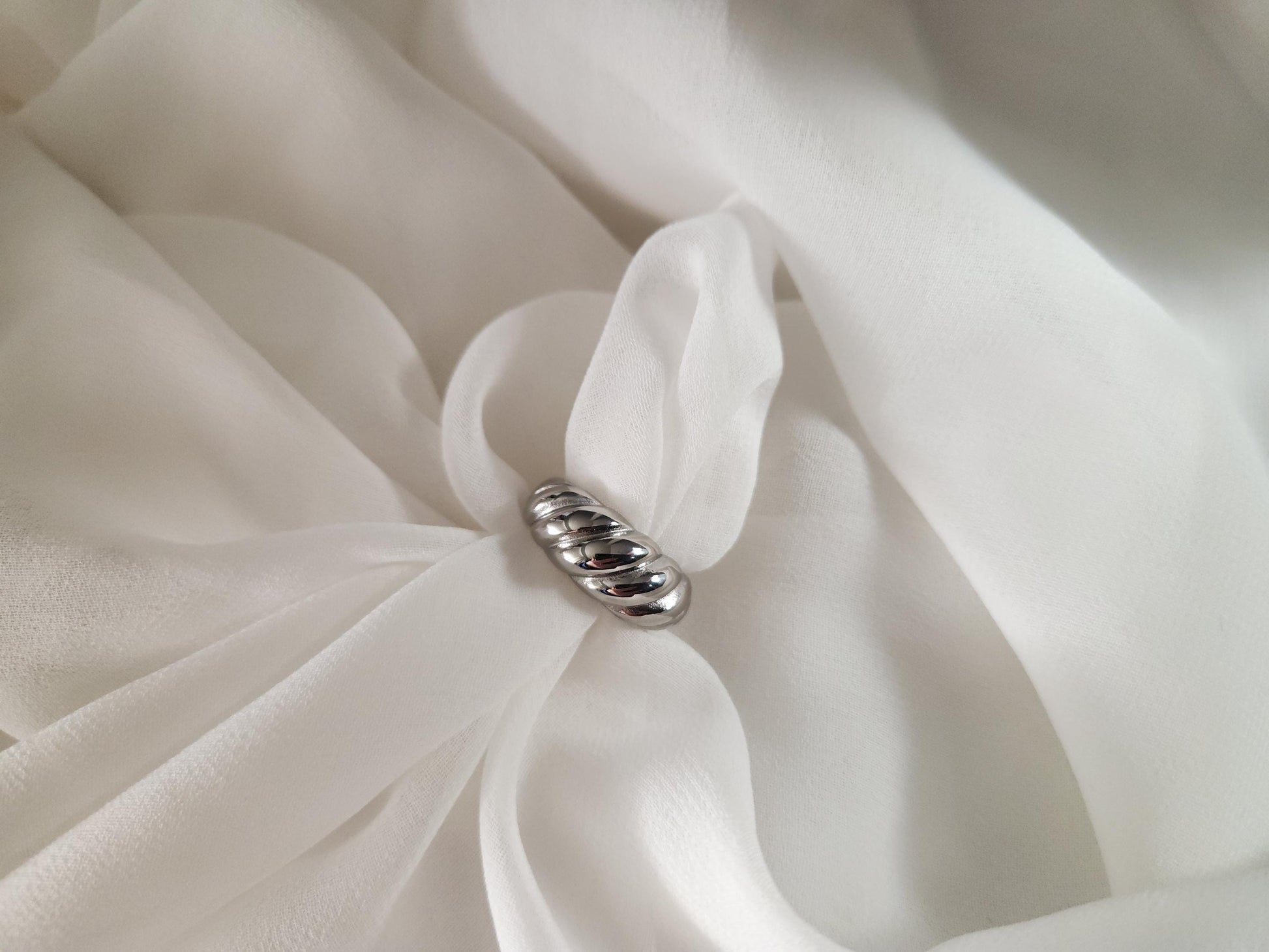 Silver Croissant Ring, Waterproof , High Quality ,Gift For Her.