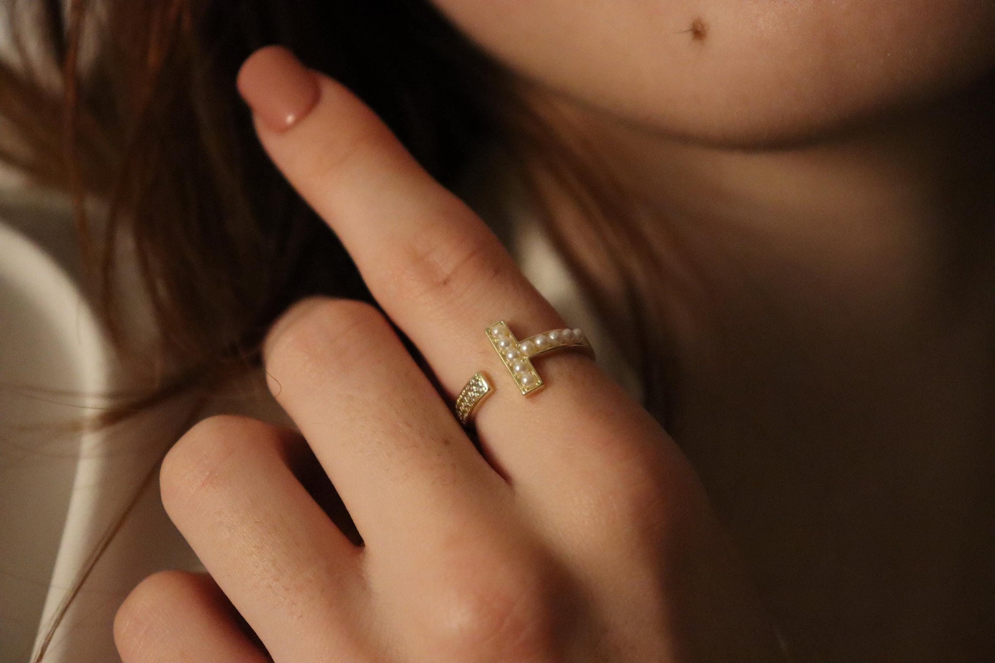 Gold Adjustable Cross Ring , Waterproof , High Quality , Minimalist Gift.