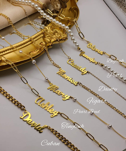 Gold Filled Custom Name Necklace, Choose Your Chain, Gold Name Necklace, Handmade Jewellery, Mothers Day Gift.