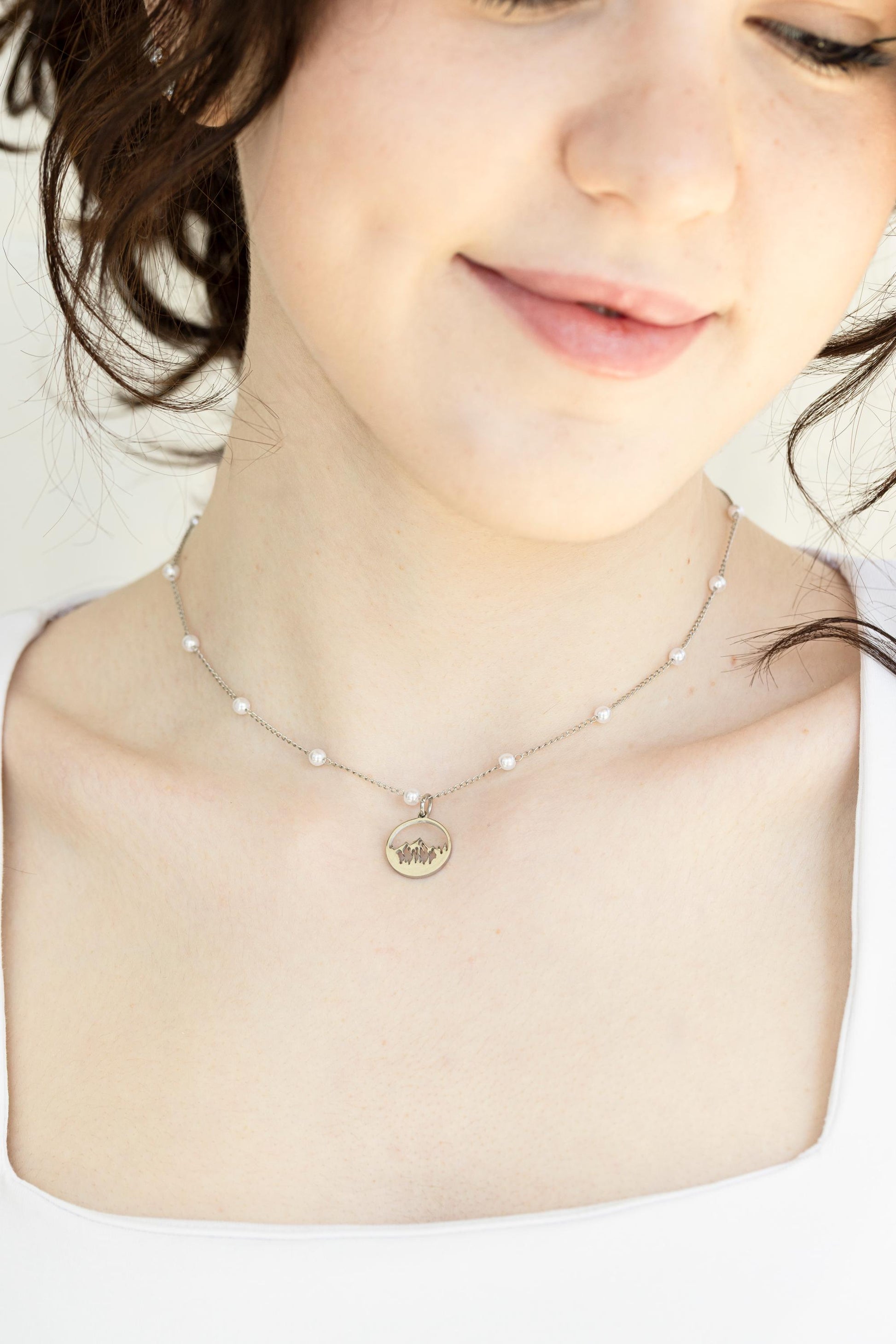 Silver Mountain Necklace, Mountain Earrings, WATERPROOF, Adventure Lovers, Birthday Gift.