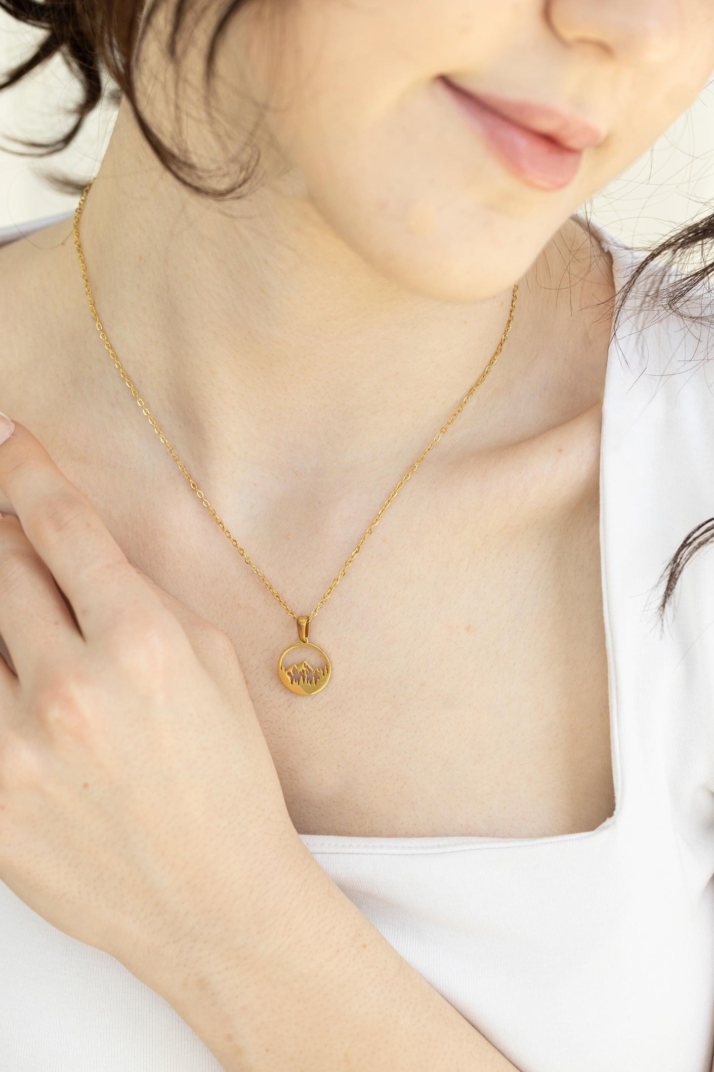 Silver Mountain Necklace, Mountain Earrings, WATERPROOF, Adventure Lovers, Birthday Gift.