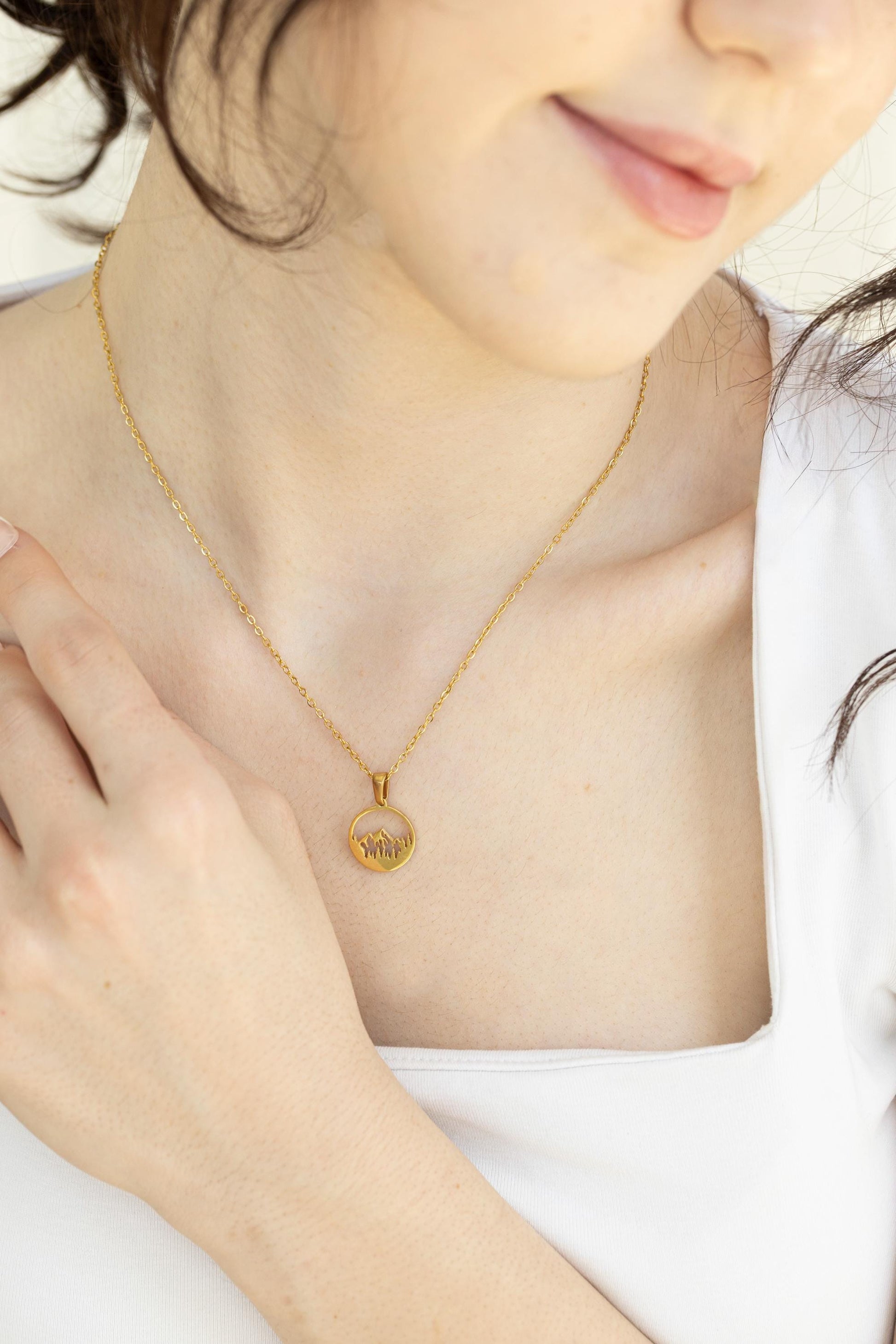 Silver Mountain Necklace, Mountain Earrings, WATERPROOF, Adventure Lovers, Birthday Gift.