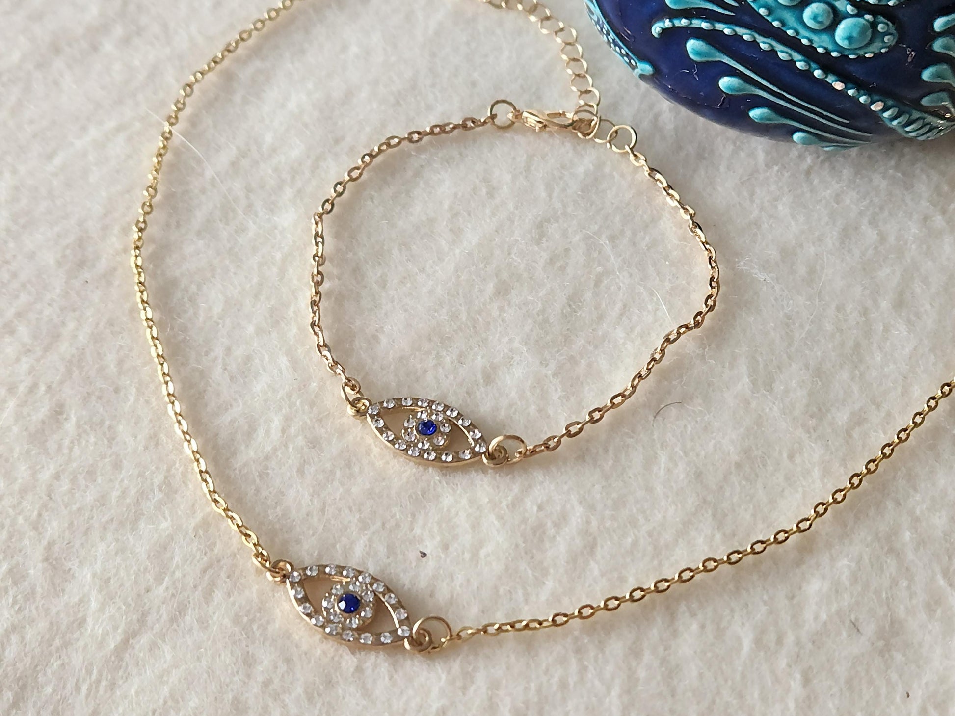 Evil Eye Necklace, Half Pearl Half Rope Necklace, Evil Eye Jewelry, Evil Eye Connector, Mother's Day Gift.