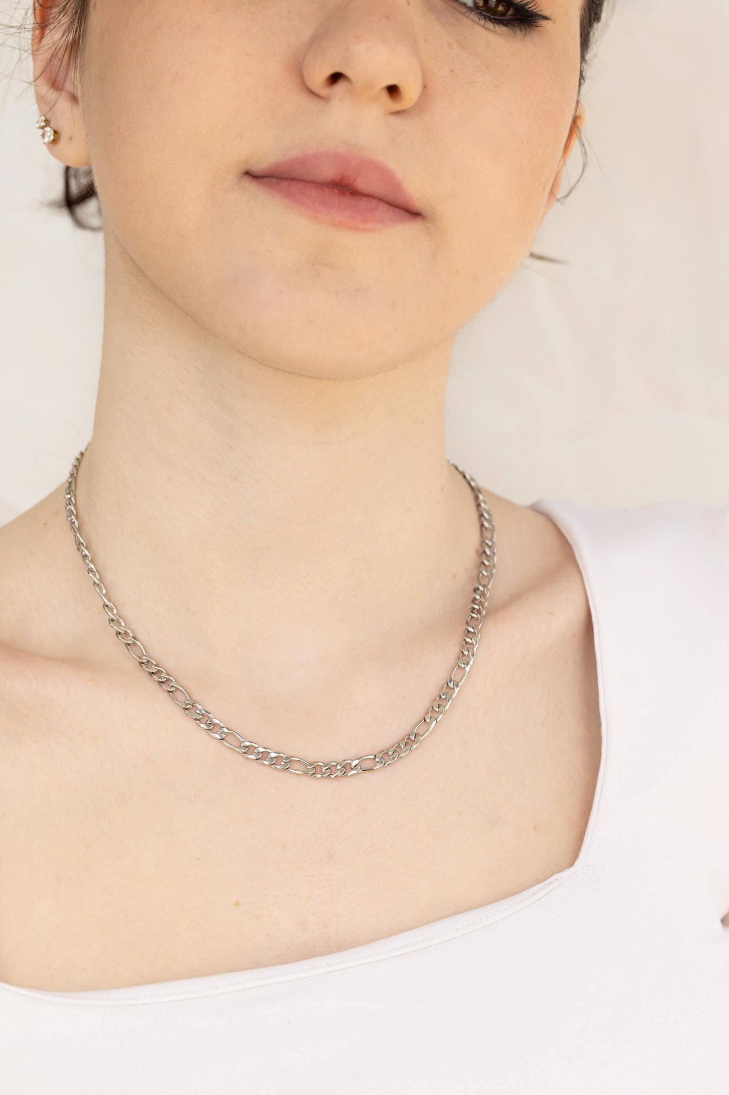Silver Stainless Steel Unisex Chain Necklace,WATERPROOF, Men Chain Necklaces, Christmas Gift.