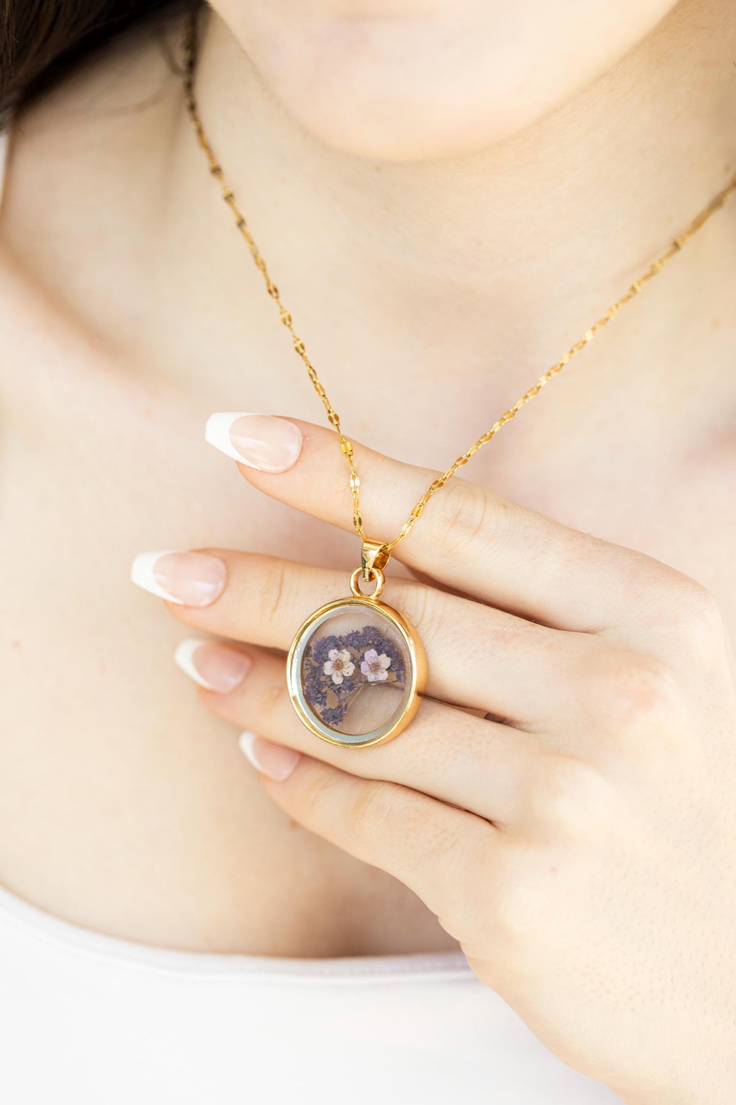 Real Dried Flower Necklace, Birthday Gift.