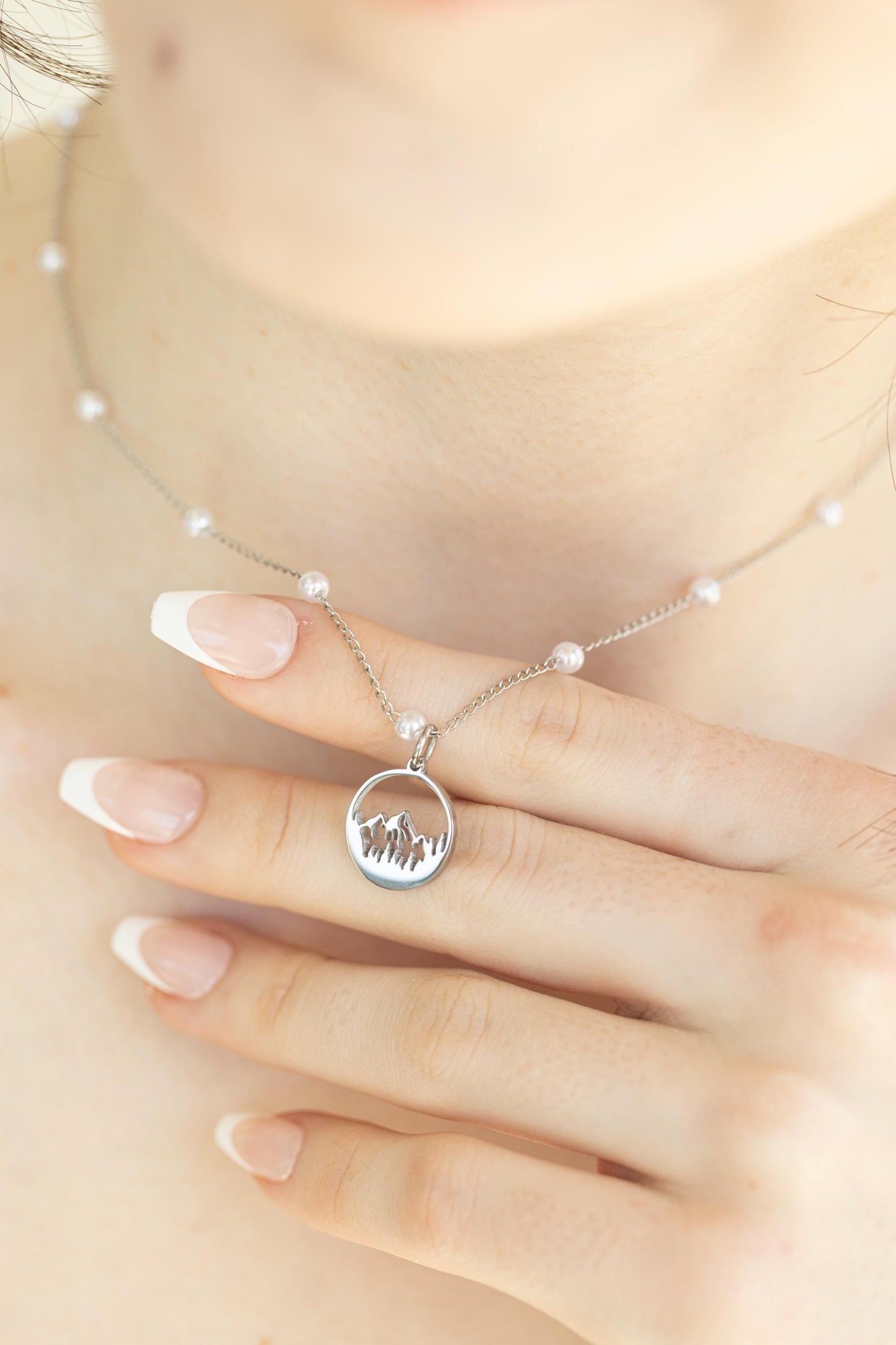 Silver Mountain Necklace, Mountain Earrings, WATERPROOF, Adventure Lovers, Birthday Gift.