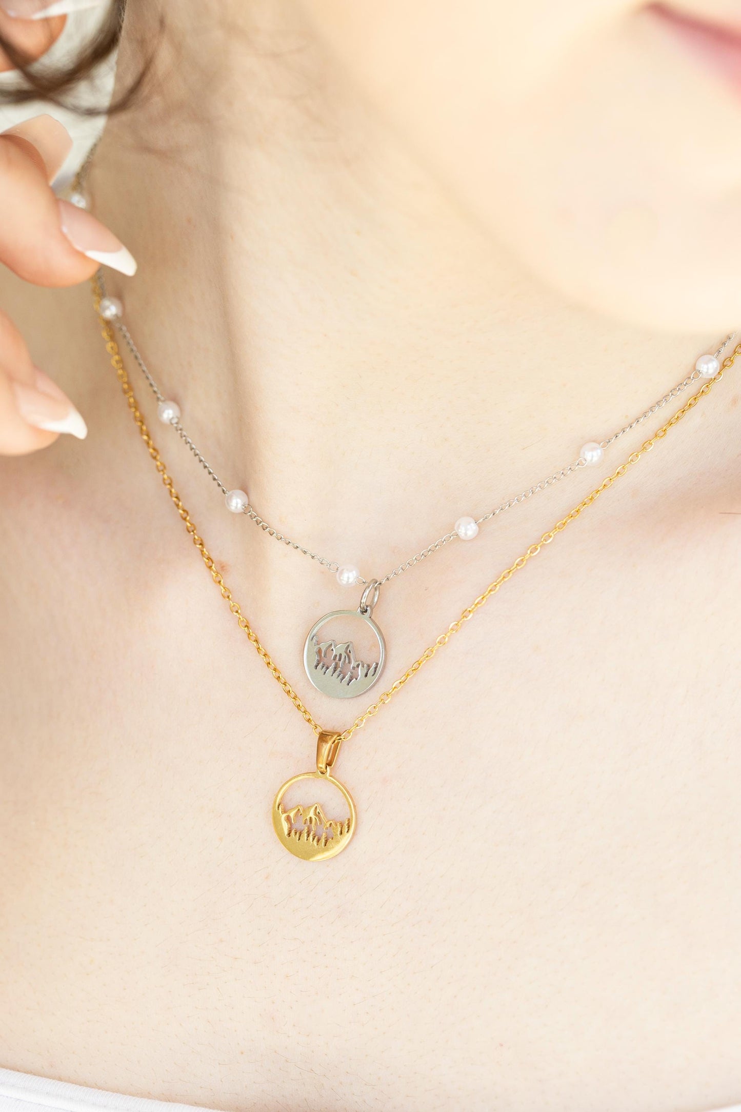 Silver Mountain Necklace, Mountain Earrings, WATERPROOF, Adventure Lovers, Birthday Gift.