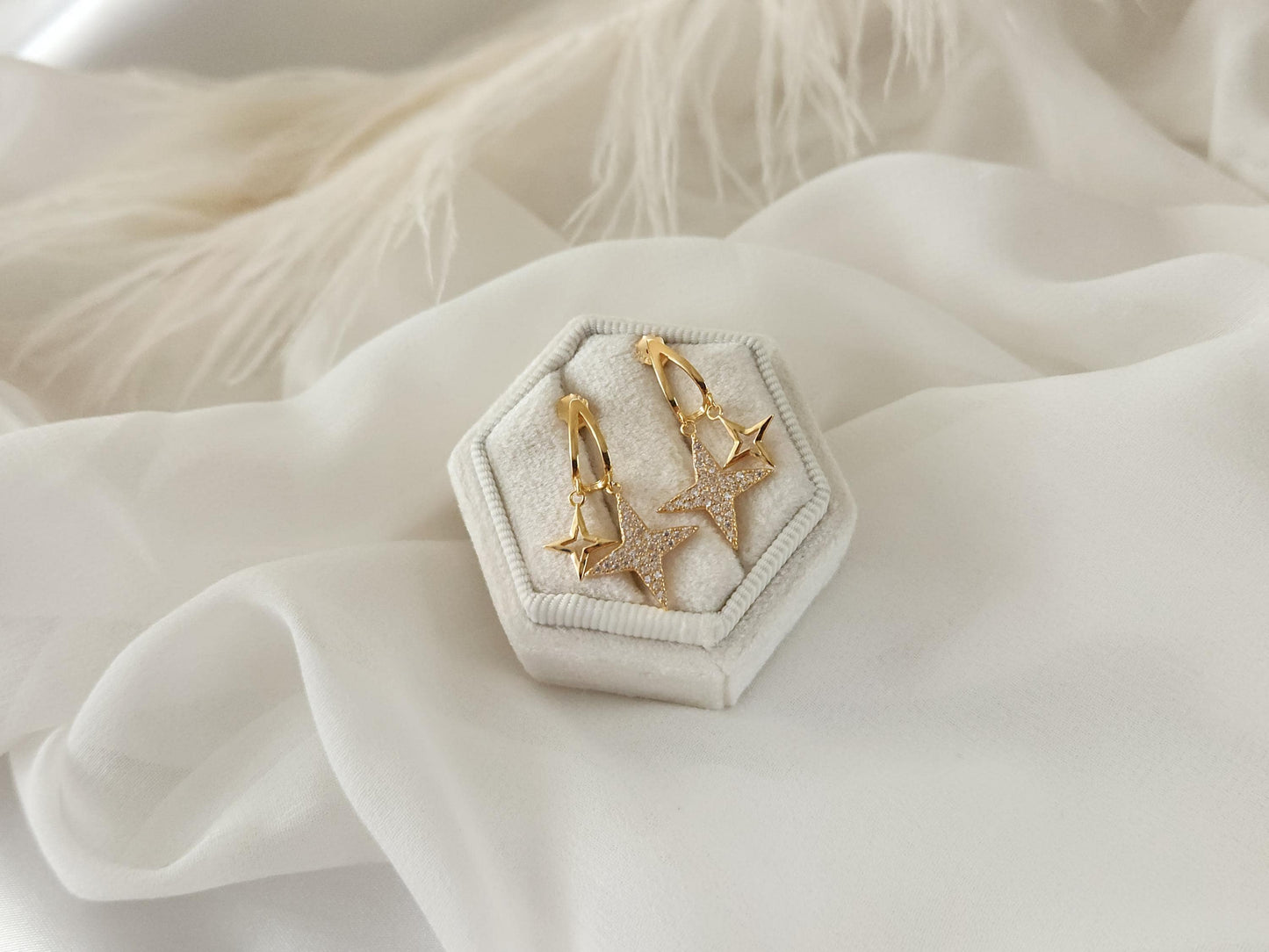 Gold Filled Small Star Earrings, WATERPROOF , Gift For Her.