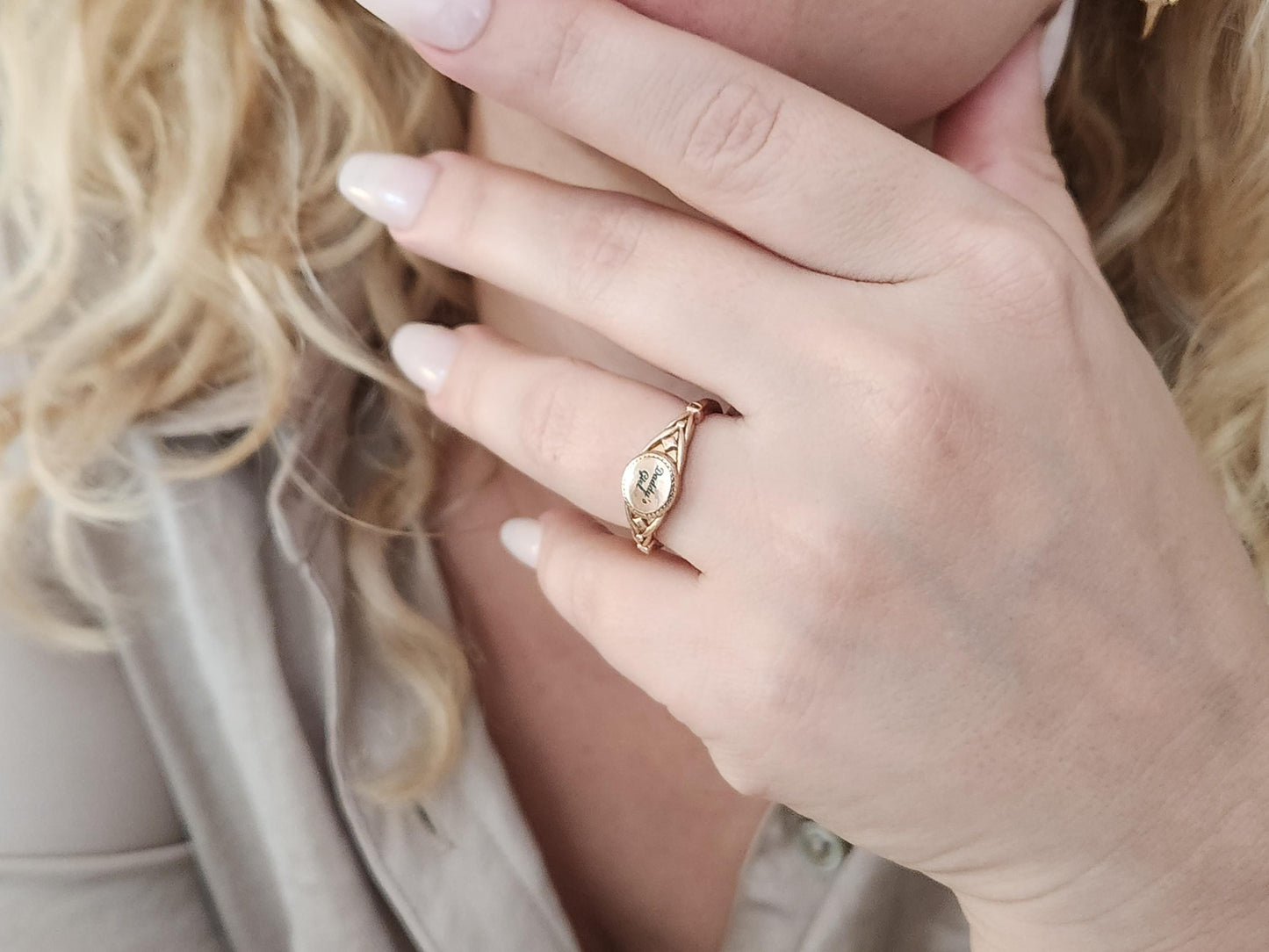 Custom Engraved Round Ring,Gold, Silver, Rose Gold Wedding Band Ring, Waterproof , Gift For Her.