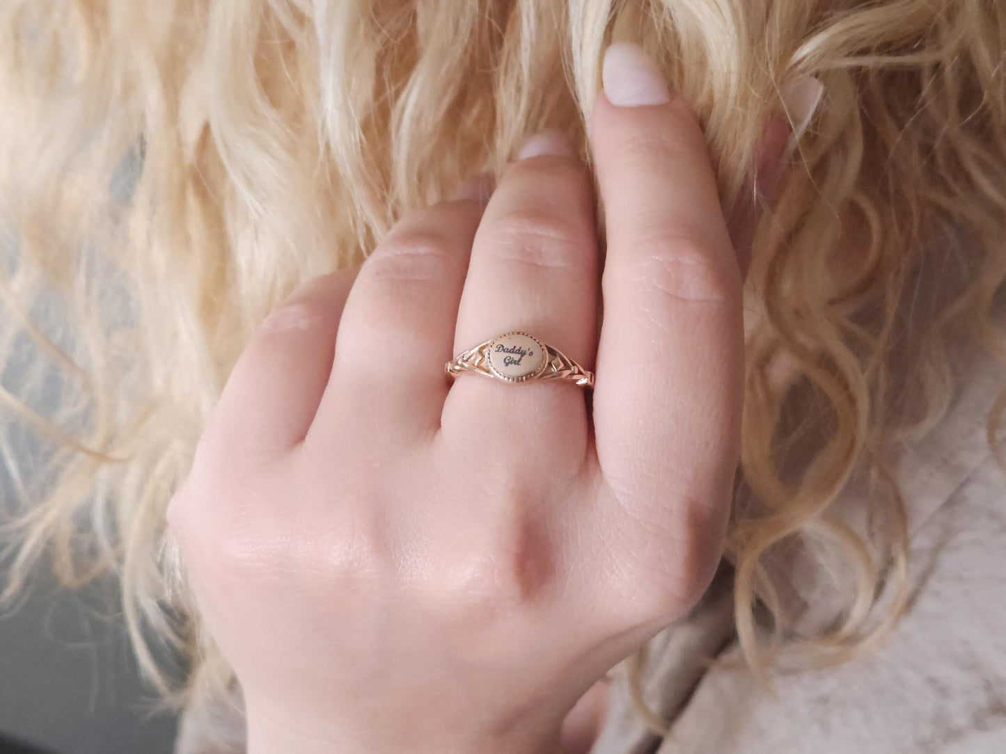 Custom Engraved Round Ring,Gold, Silver, Rose Gold Wedding Band Ring, Waterproof , Gift For Her.