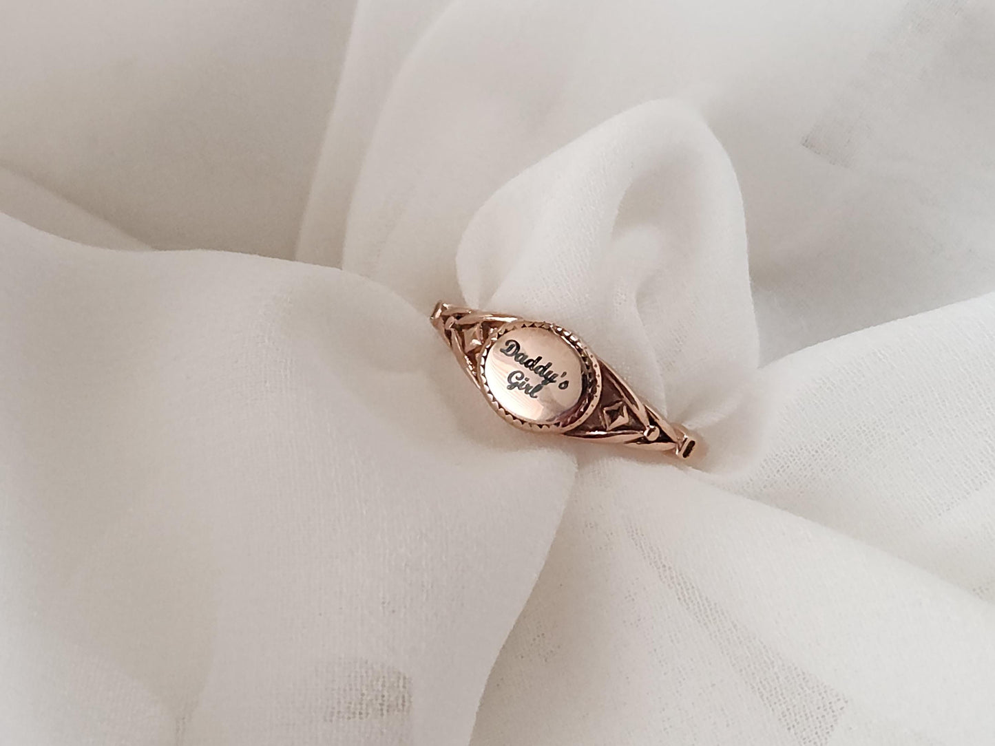 Custom Engraved Round Ring,Gold, Silver, Rose Gold Wedding Band Ring, Waterproof , Gift For Her.