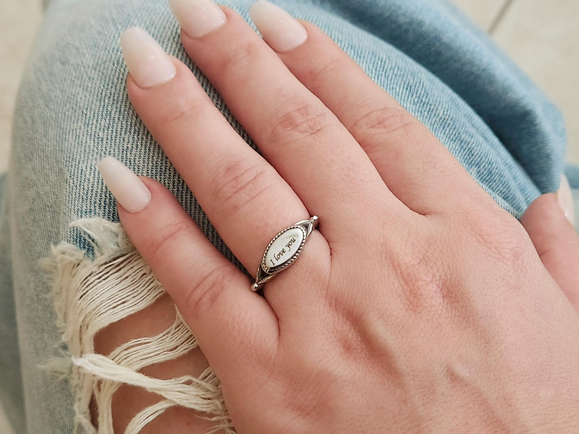 Custom Engraved Round Ring,Gold, Silver, Rose Gold Wedding Band Ring, Waterproof , Gift For Her.