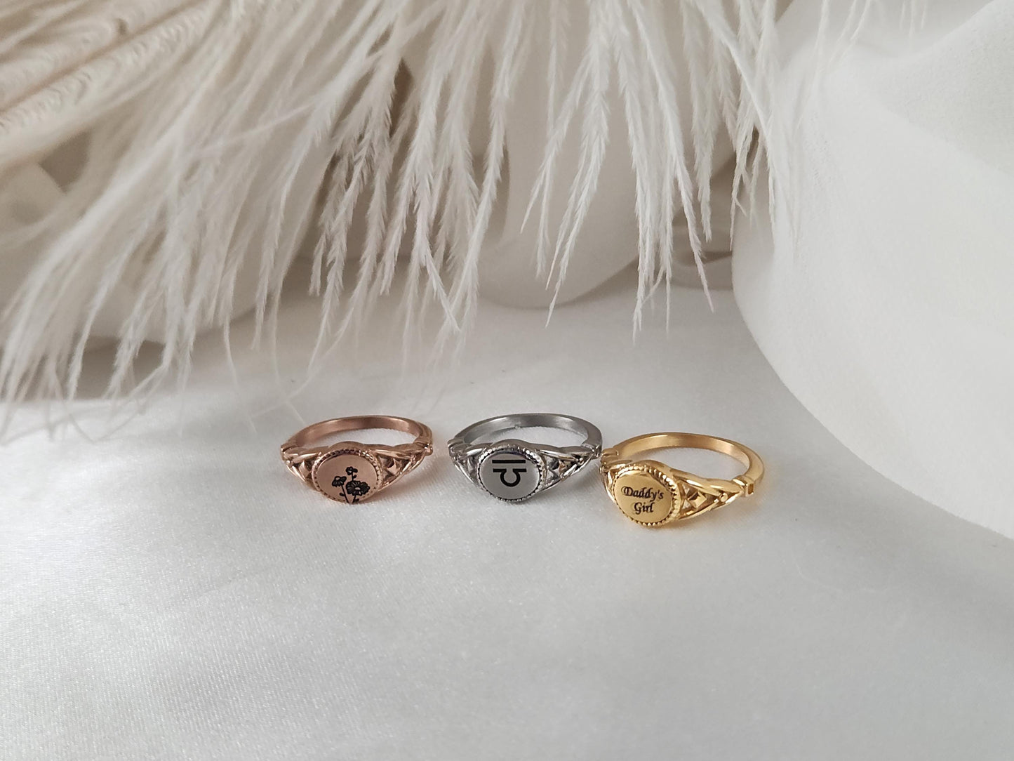Custom Engraved Round Ring,Gold, Silver, Rose Gold Wedding Band Ring, Waterproof , Gift For Her.
