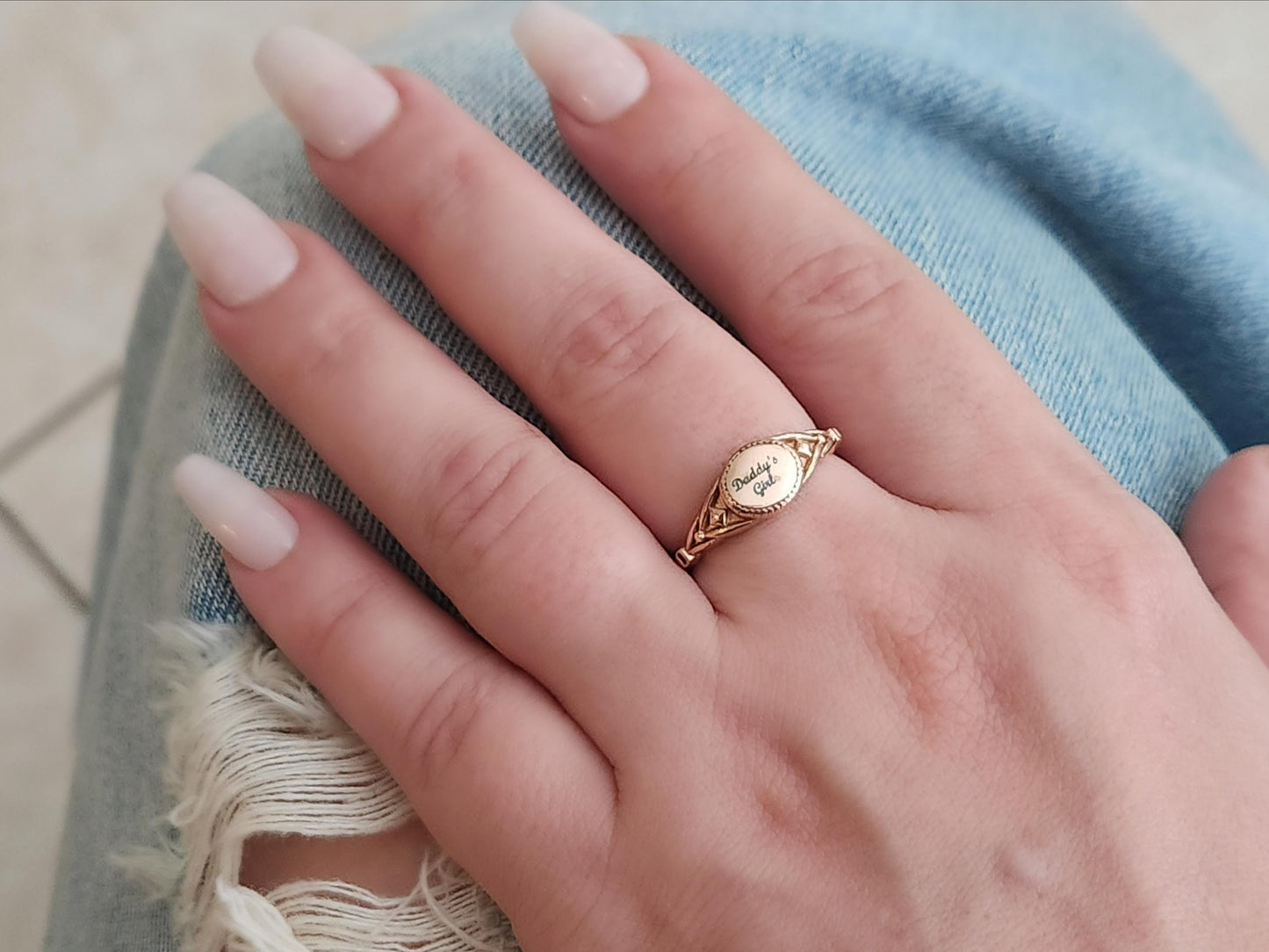 Custom Engraved Round Ring,Gold, Silver, Rose Gold Wedding Band Ring, Waterproof , Gift For Her.