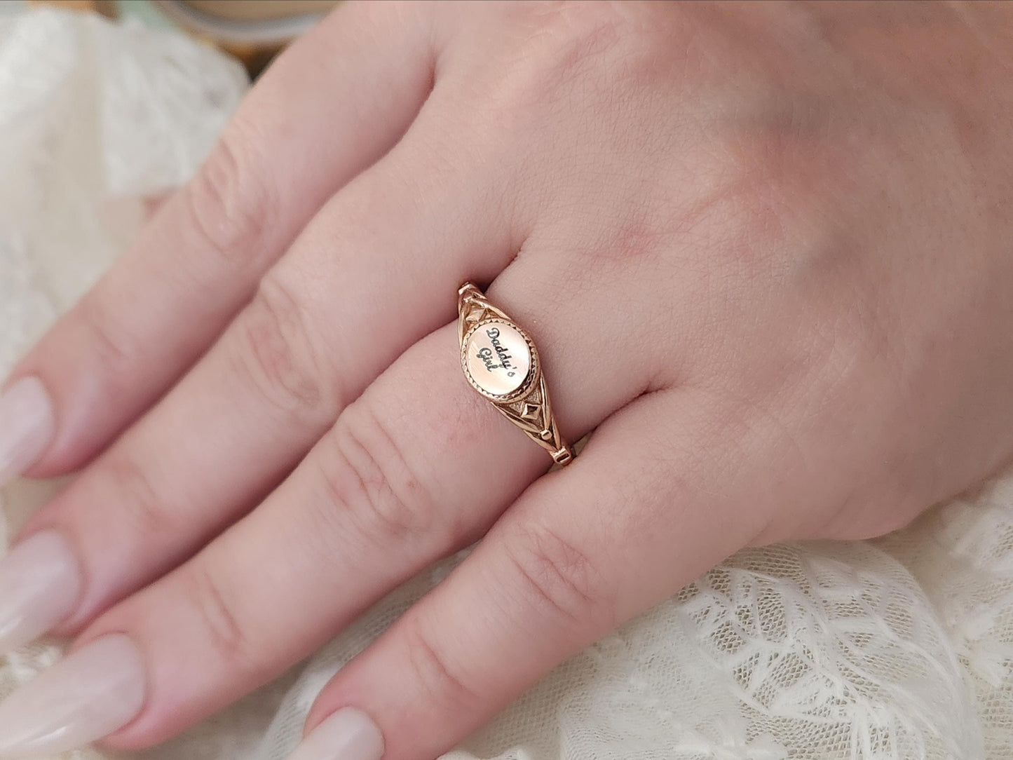 Custom Engraved Round Ring,Gold, Silver, Rose Gold Wedding Band Ring, Waterproof , Gift For Her.