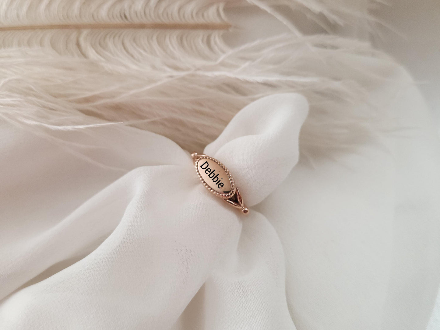 Custom Engraved Round Ring,Gold, Silver, Rose Gold Wedding Band Ring, Waterproof , Gift For Her.